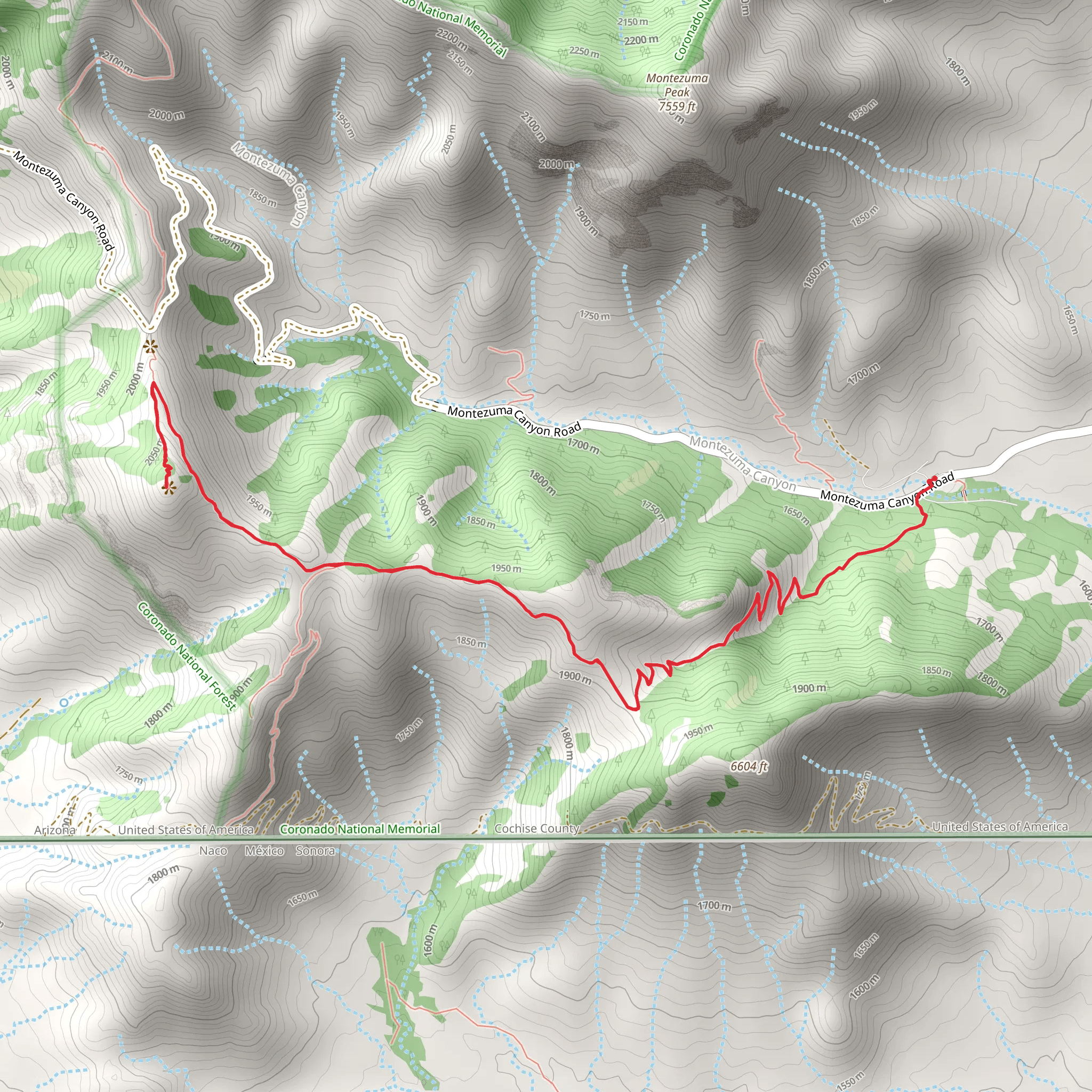 Coronado Peak via Joe's Canyon Trail mobile static map