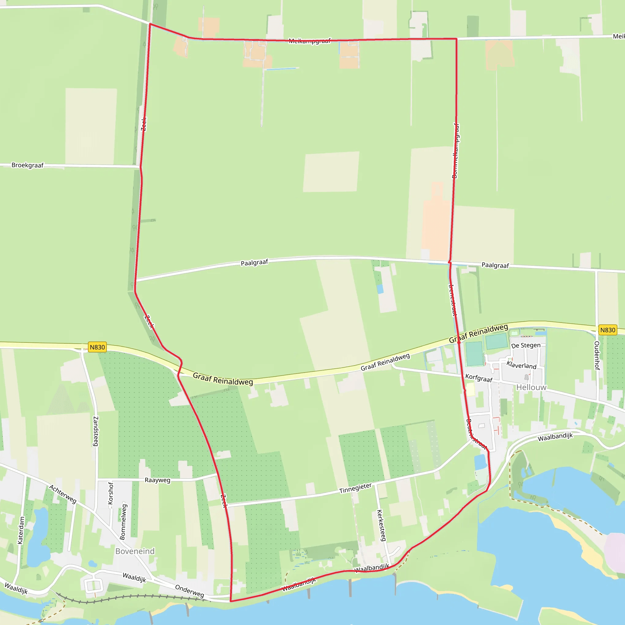 Waal Waal via Meikampgraaf and Waalbandijk mobile static map