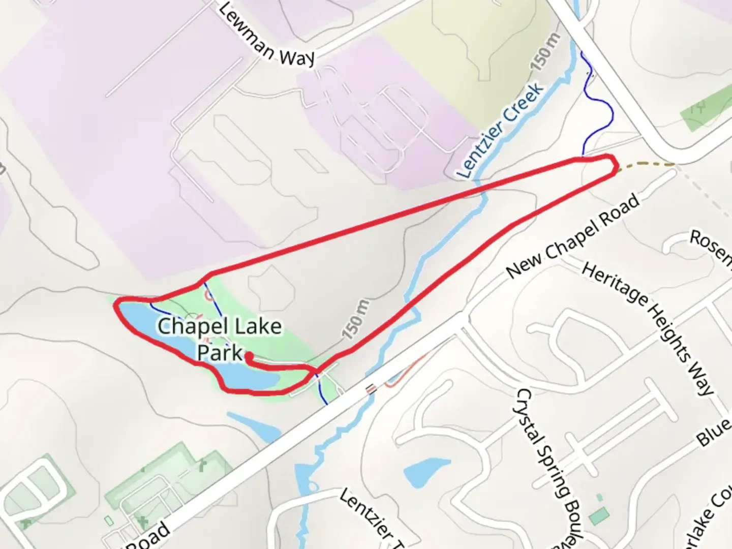 An image depicting the trail Chapel Lake Park Loop and its surrounding area.
