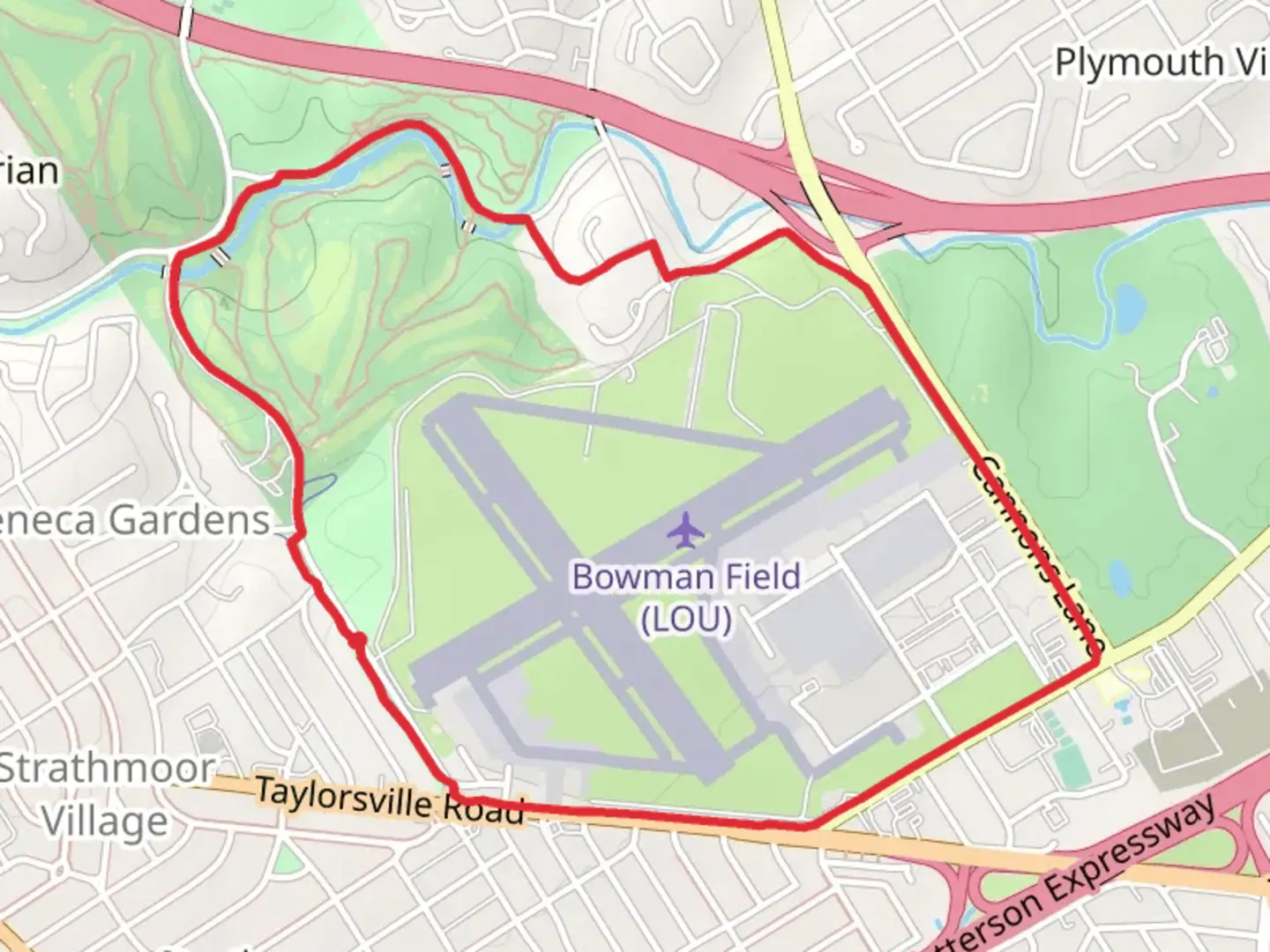 An image depicting the trail Seneca Golf Course Loop and its surrounding area.
