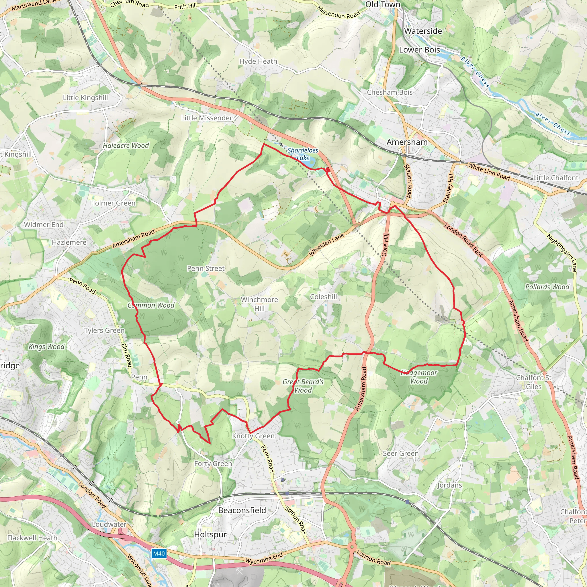 Shardeloes Lake and Sandels Wood Loop mobile static map
