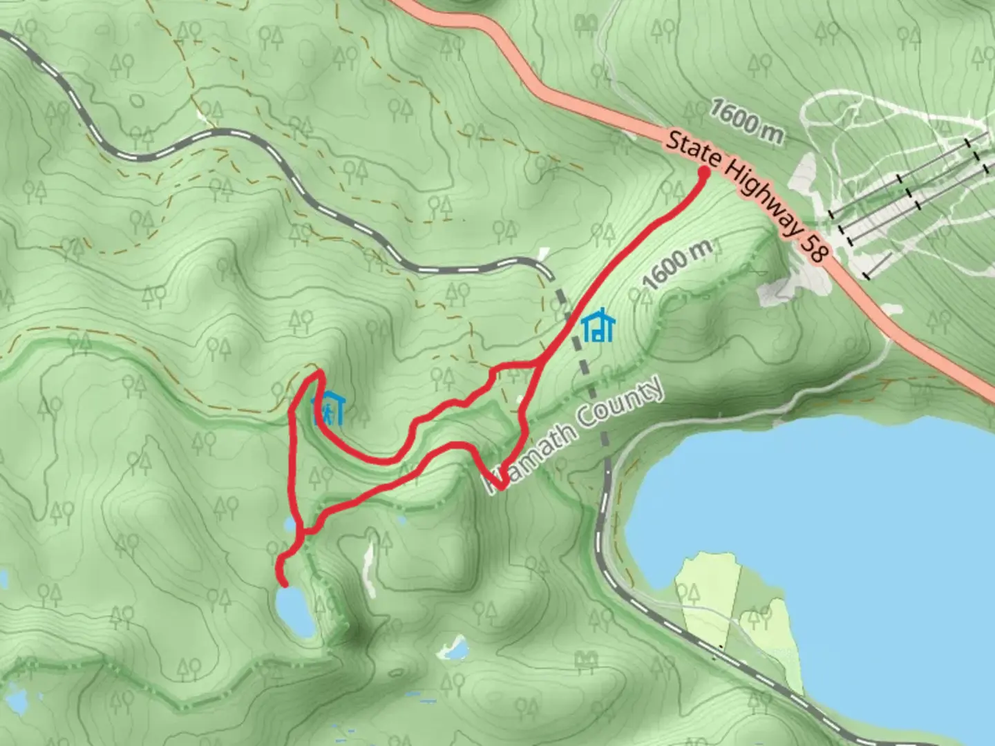 An image depicting the trail Pengra Pass, Pacific Crest Trail and Midnight Lake Loop and its surrounding area.