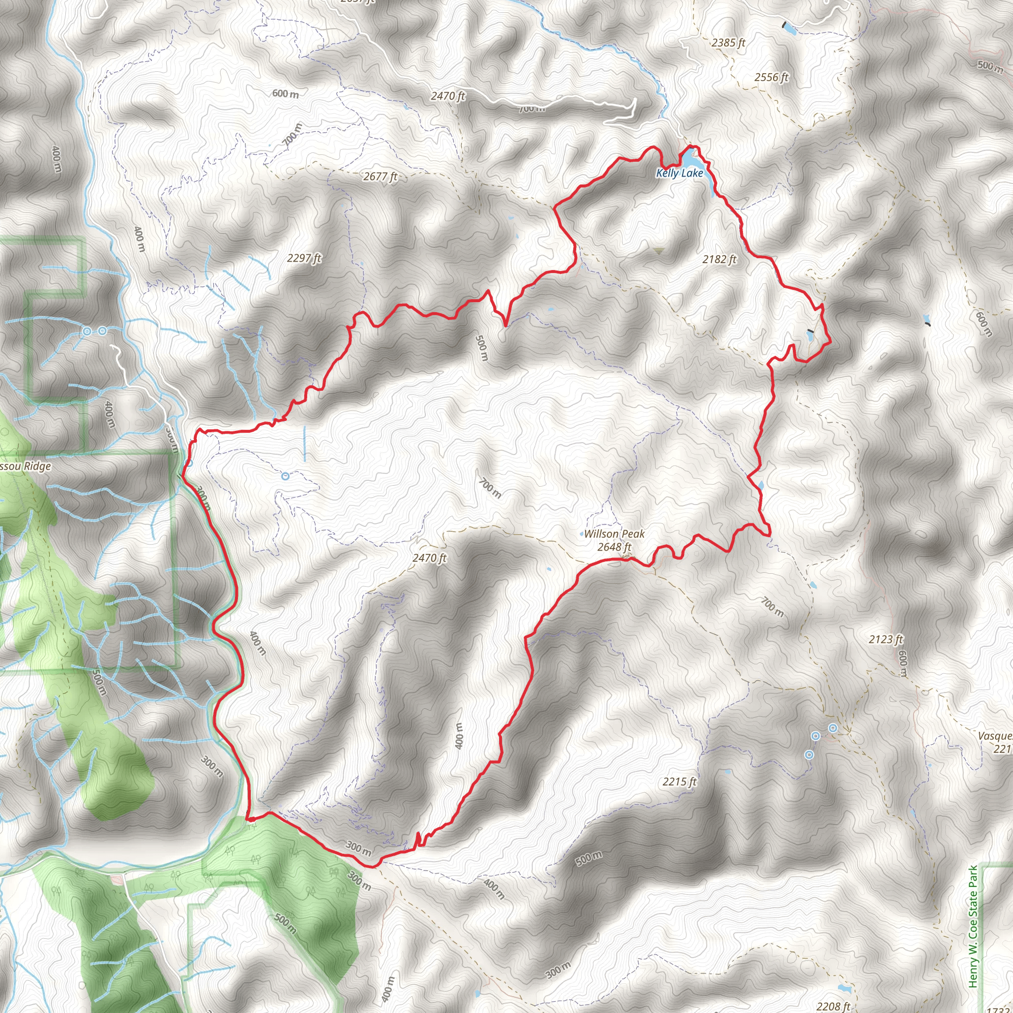 Middle Steer Ridge, Tule Pond, Kelly Lake and Grizzly Gulch Loop Trail mobile static map