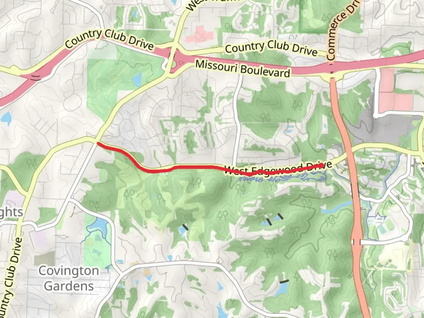 An image depicting the trail West Edgewood and Greenway Walk and its surrounding area.