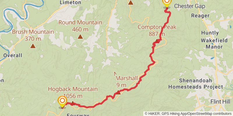 Appalachian Trail Section Hike - Shenandoah National Park stage 10 Map