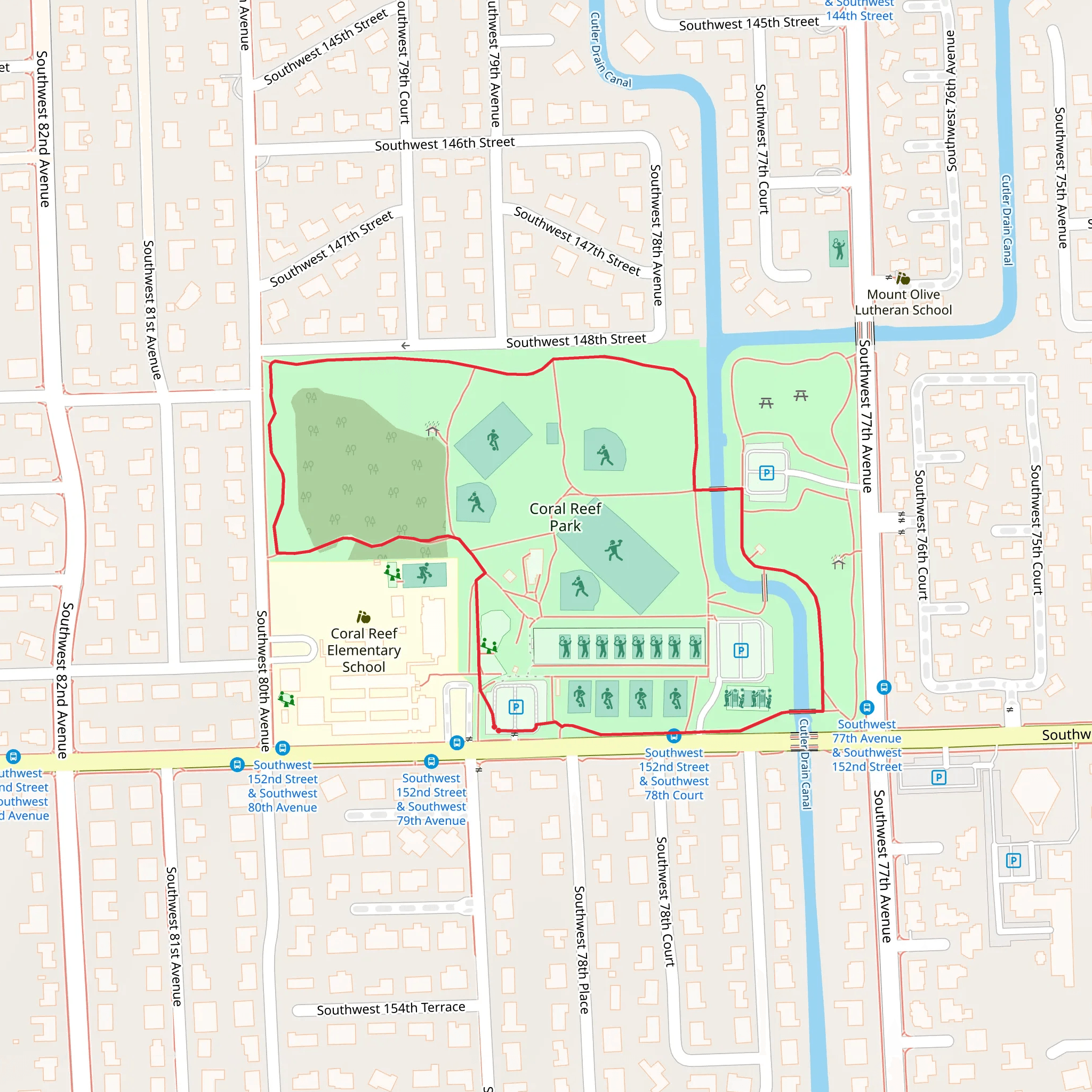 Coral Reef Park Loop mobile static map