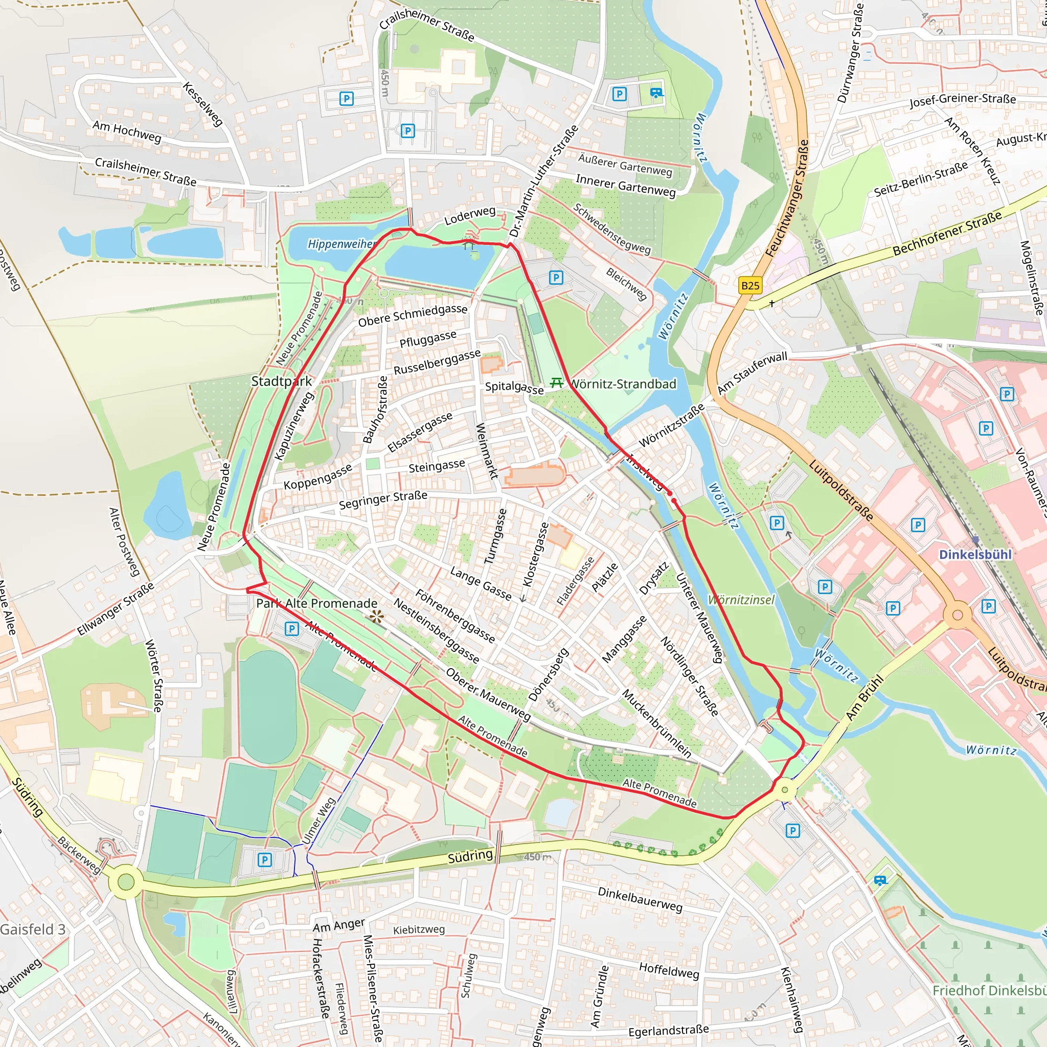 Dinkelsbühl Loop via Rundweg Dinkelsbühl St Ulrich mobile static map