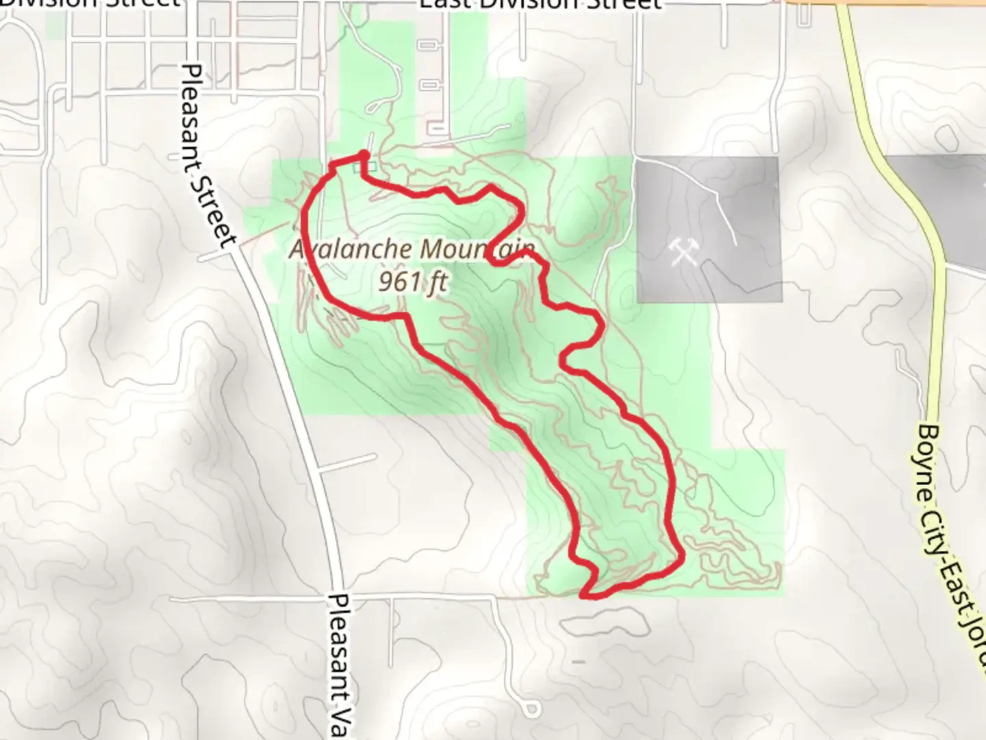 An image depicting the trail Avalanche Mountain Loop and its surrounding area.