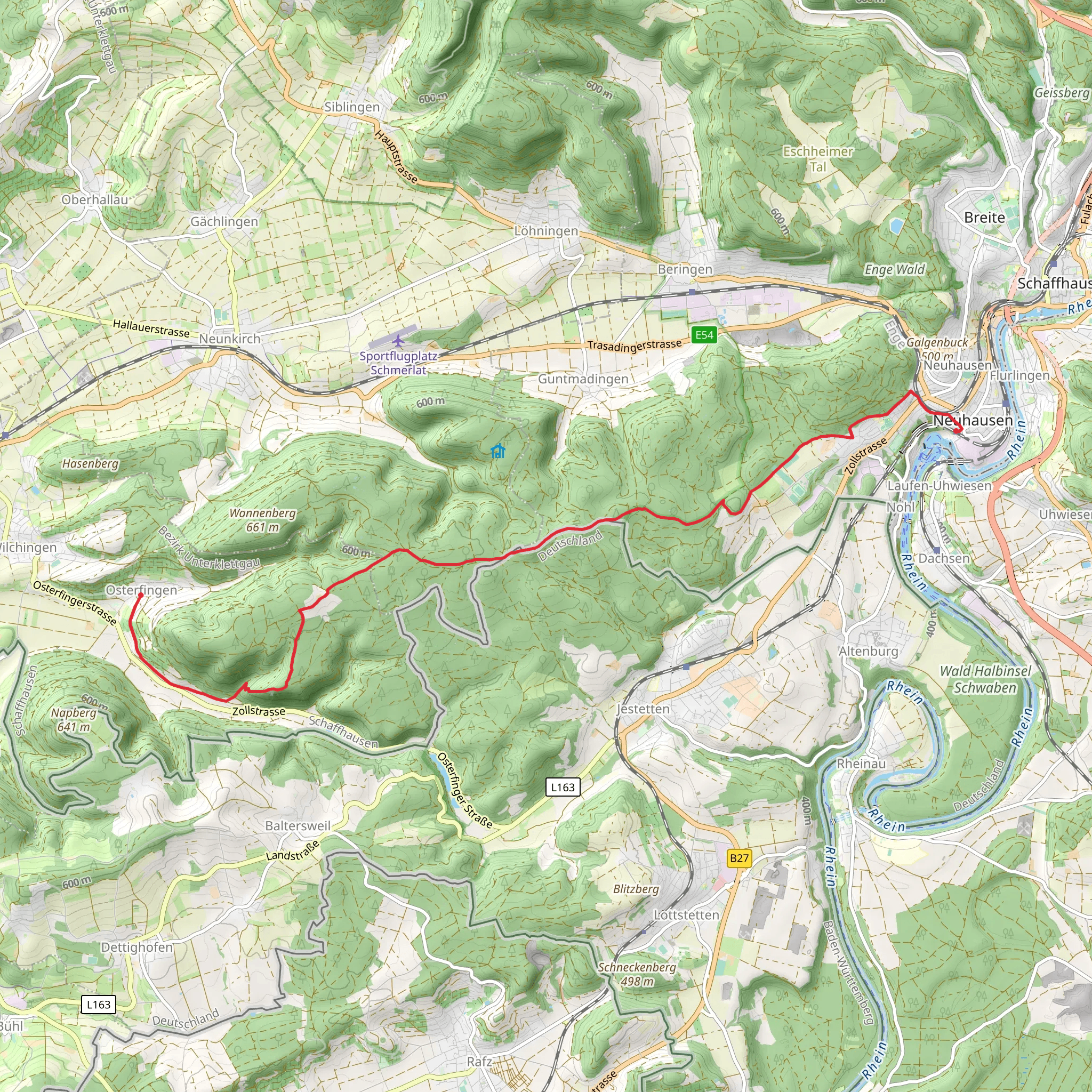 Schaffhauser Grenzweg Trail mobile static map