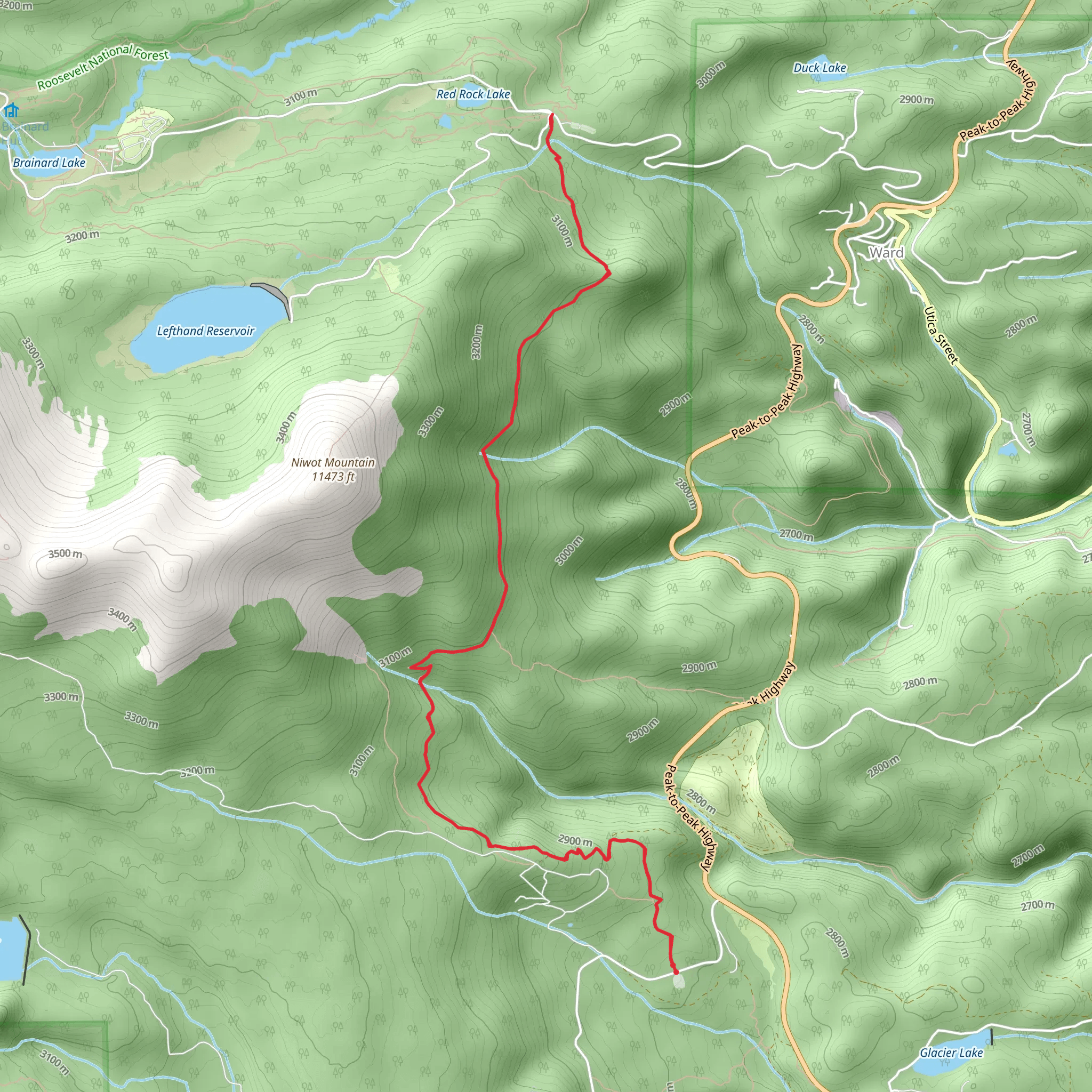 Sourdough Trail - Rainbow Lakes Road mobile static map