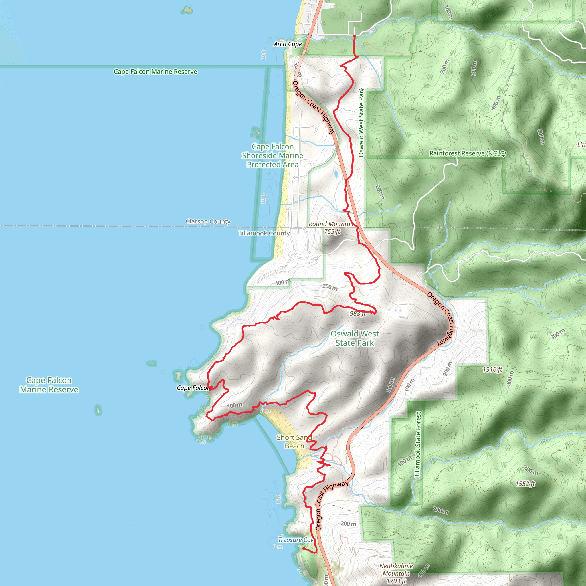Treasure Cove - Devil's Cauldron - Elk Flats Trail mobile static map