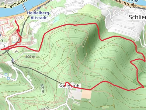 Koenigstuhl to Rathaus via Linker Neckarrandweg
