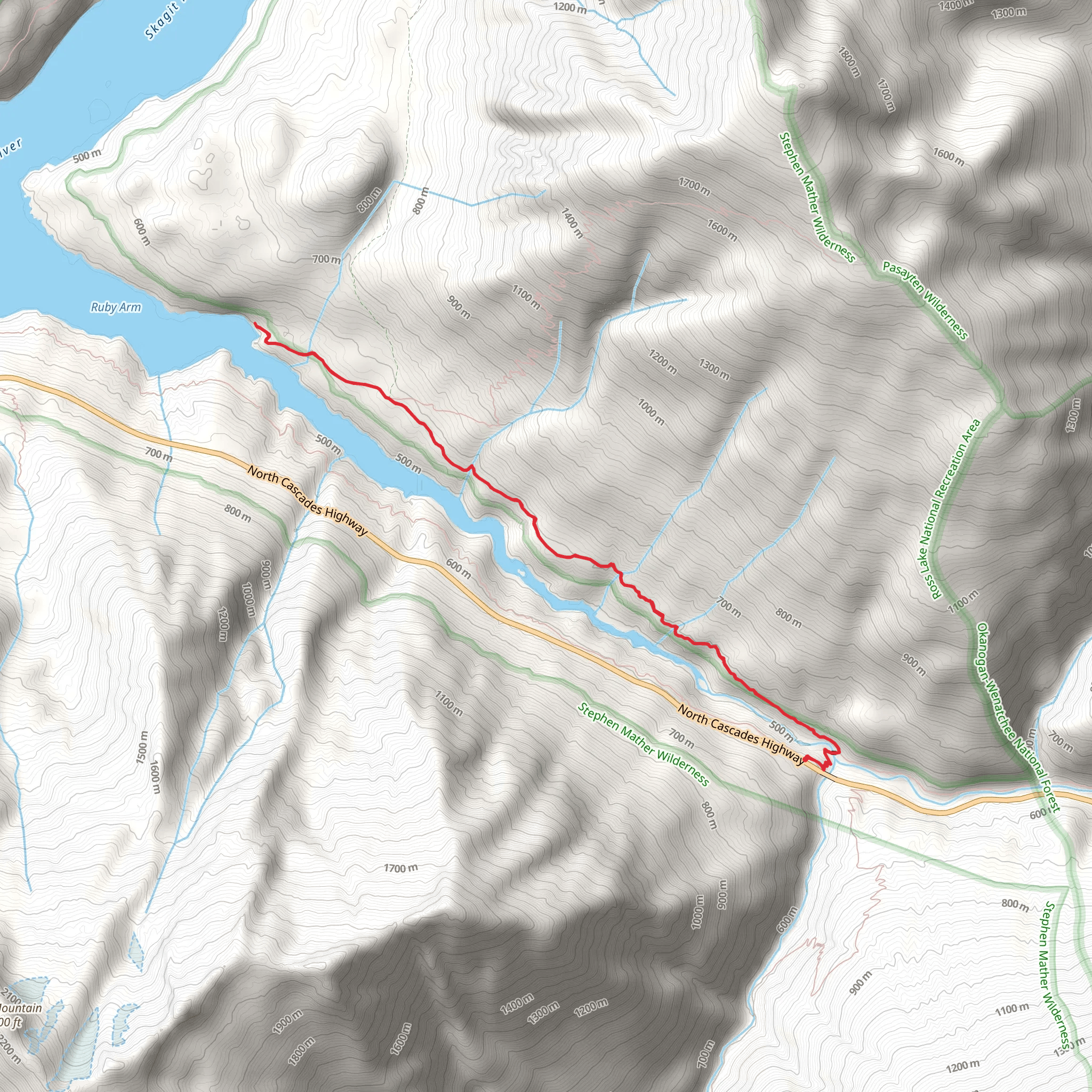 Hidden Hand Trail via East Bank Trail mobile static map