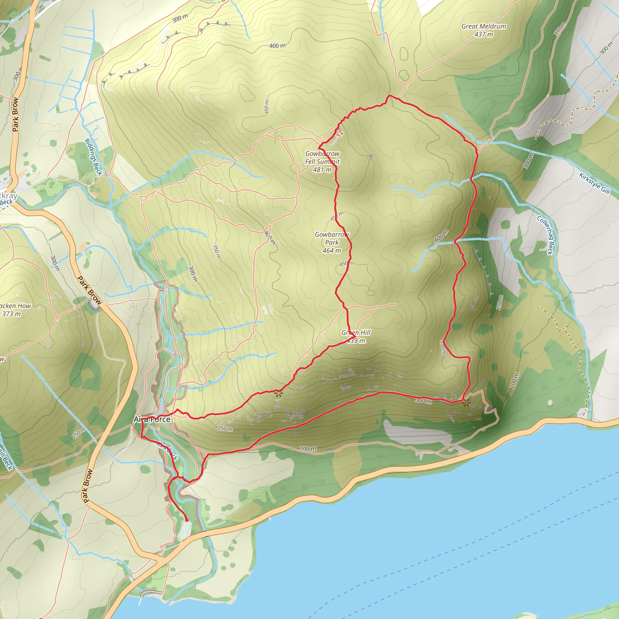 Gowbarrow Fell Loop via The Ullswater Way mobile static map