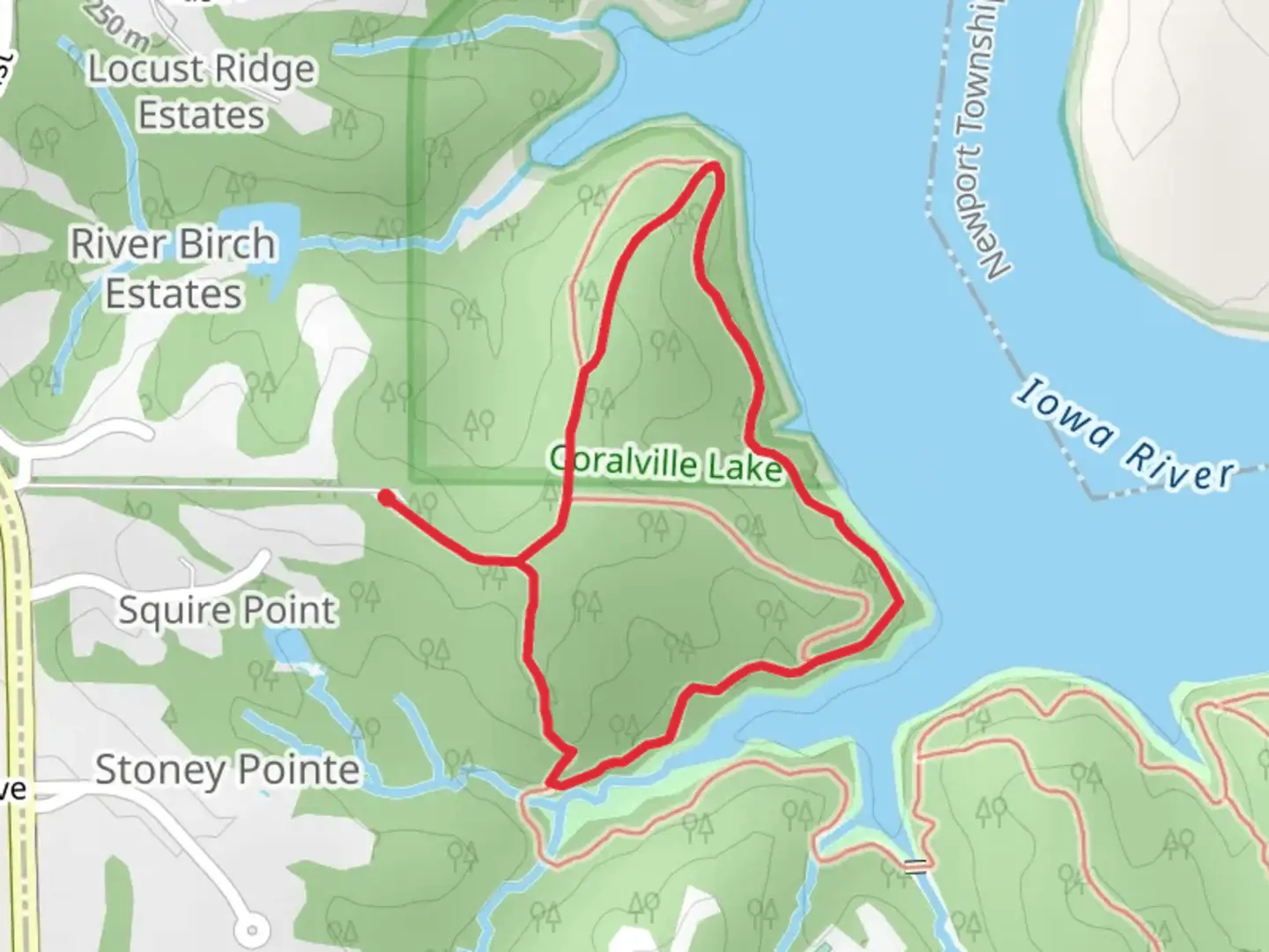 An image depicting the trail Gooseberry Hill Trail and Squire Shore Loop and its surrounding area.