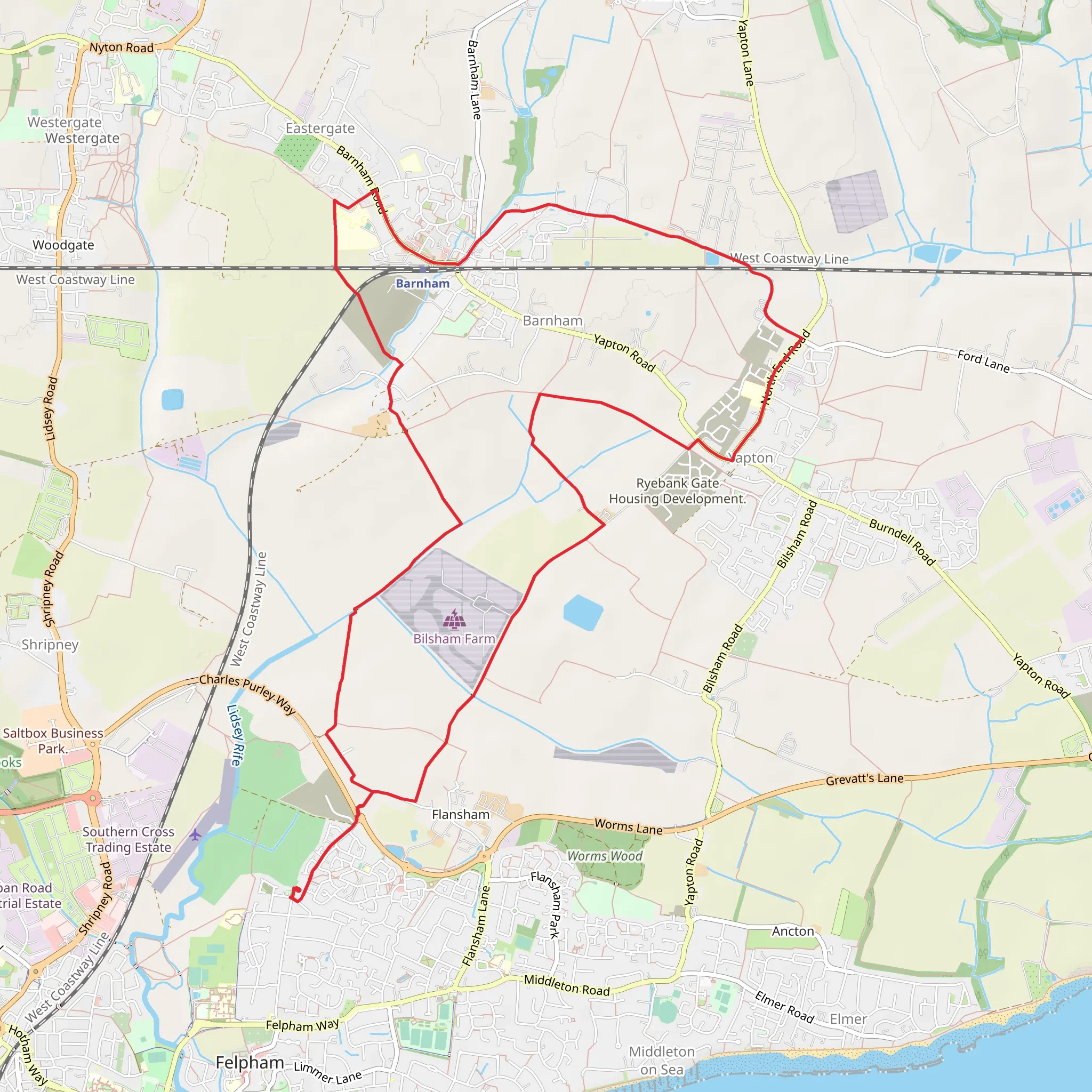 Barnham and Eastergate Country Park Loop mobile static map