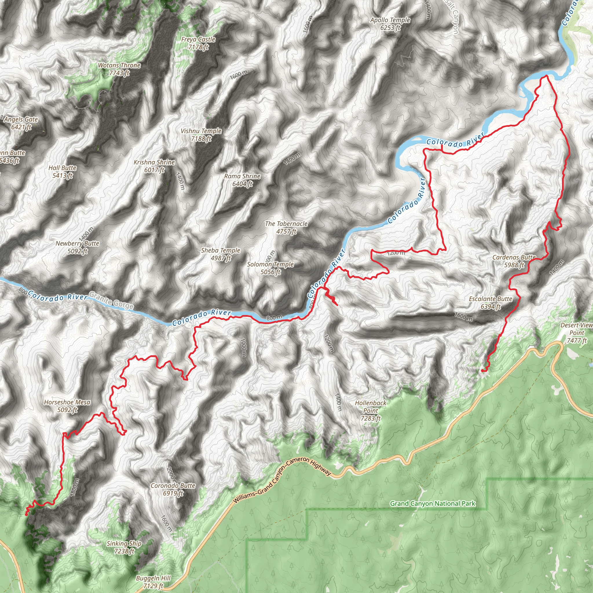 Tanner, Escalante Route and Grandview Trail mobile static map