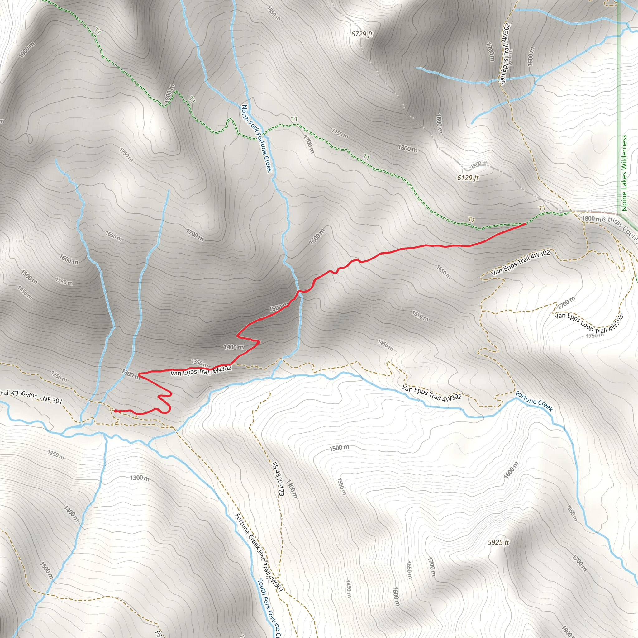 North Fork Fortune Creek Trail mobile static map