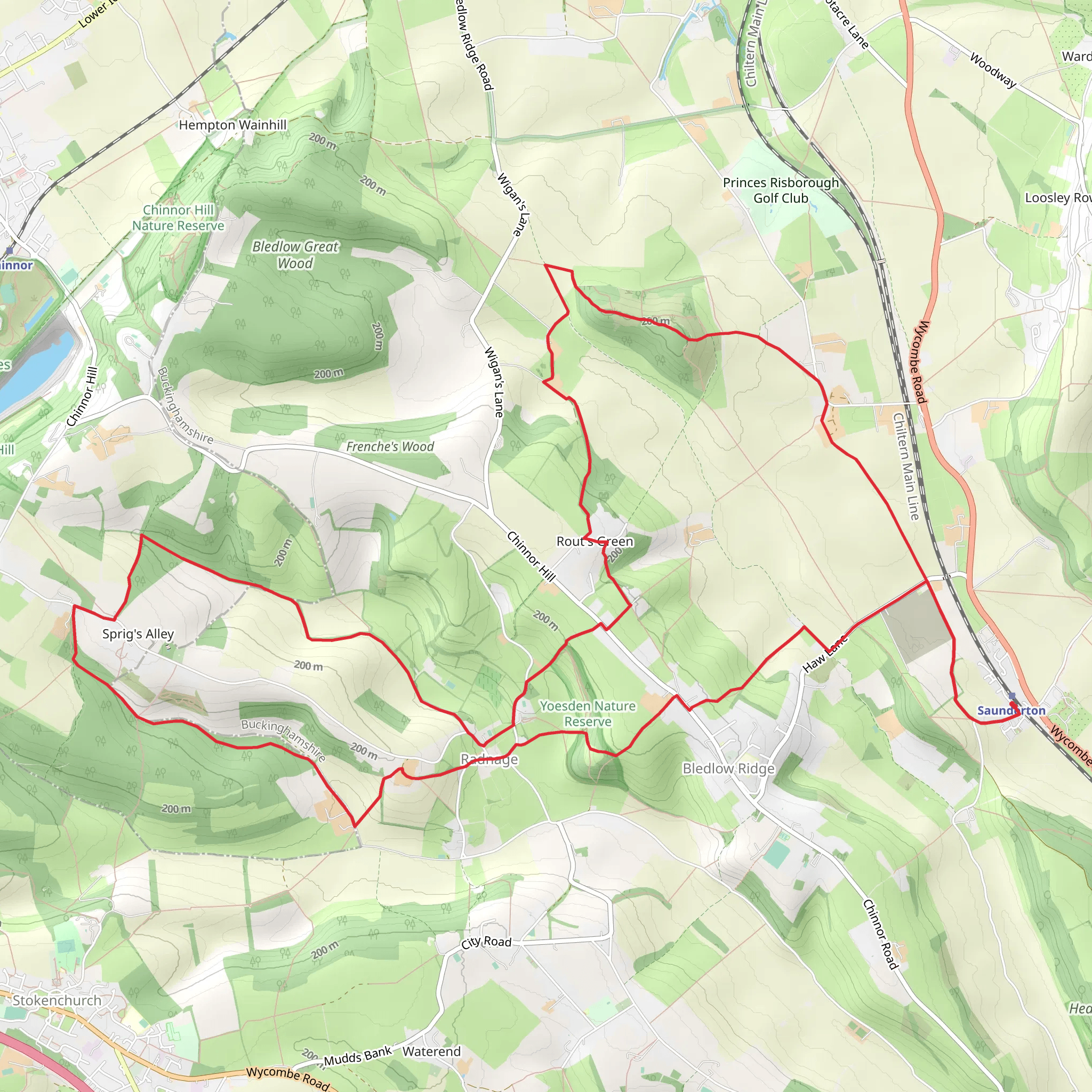 Saunderton Circular via Bledlow Ridge mobile static map