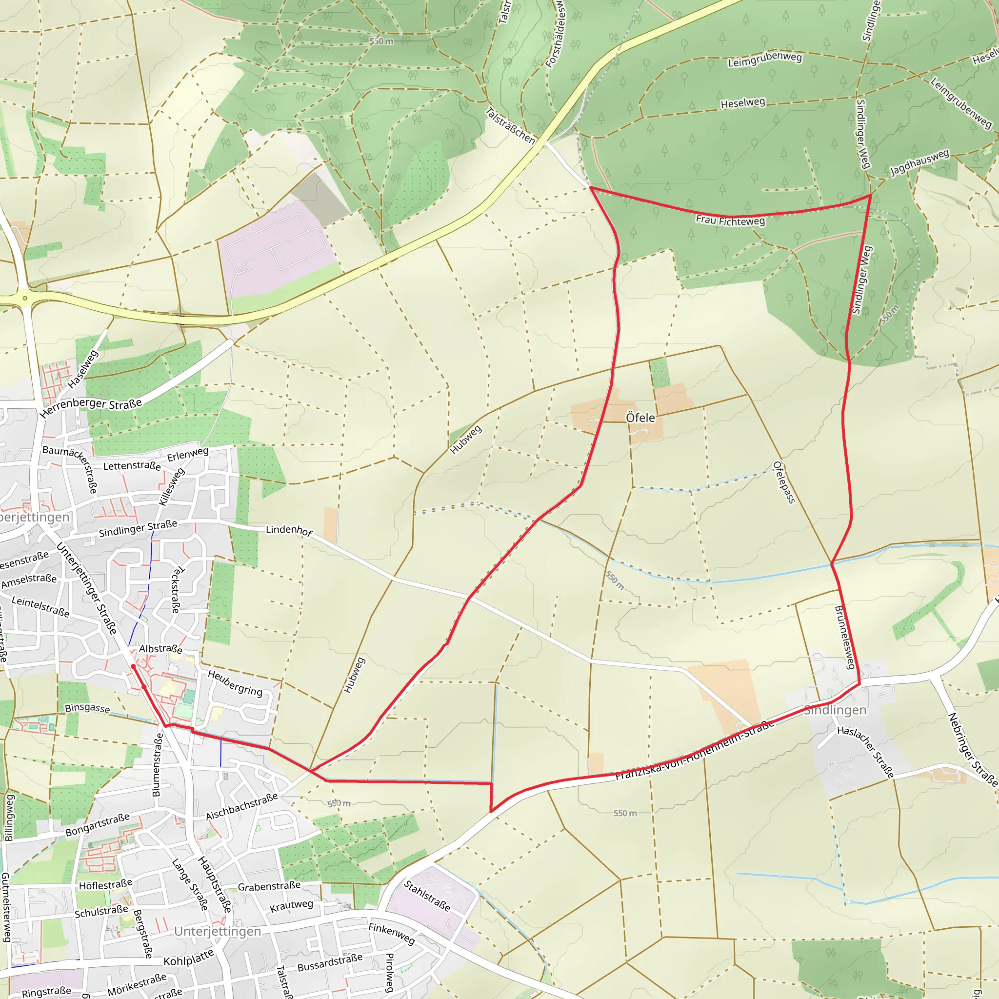 Jettingen Rundwanderweg mobile static map