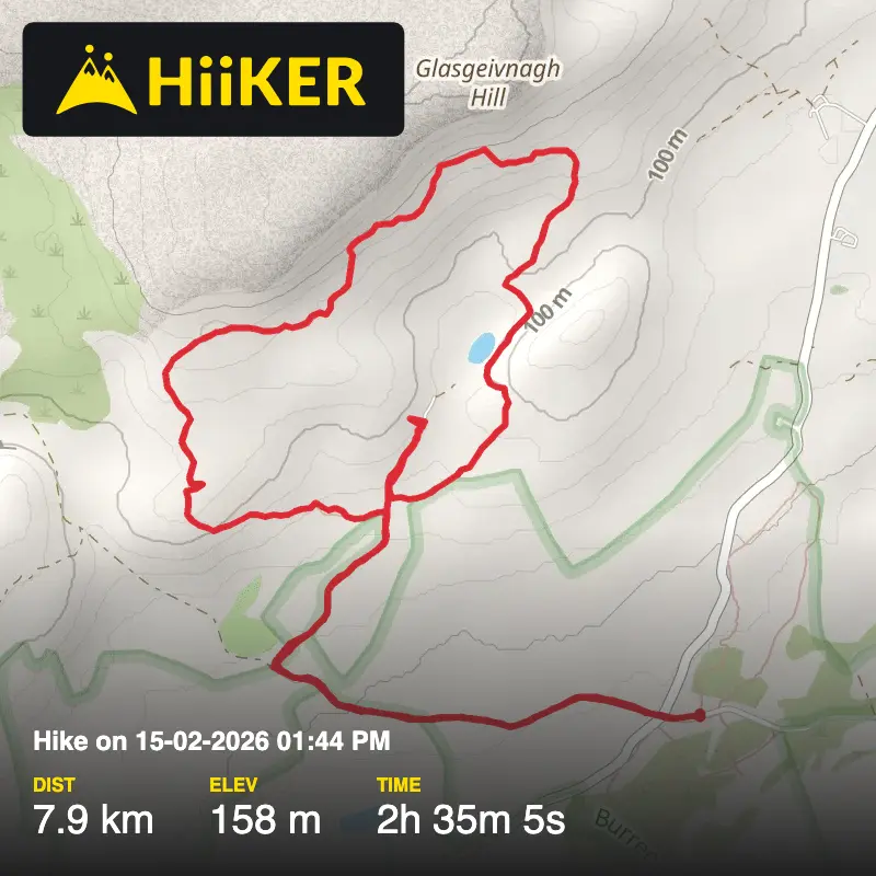 A map preview of the recording Lough Avalla Farm Loop.