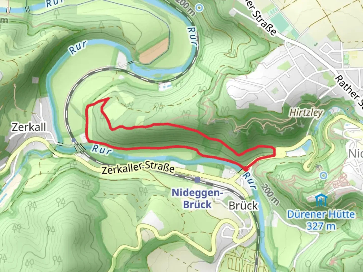An image depicting the trail Wingertsweg Loop and its surrounding area.