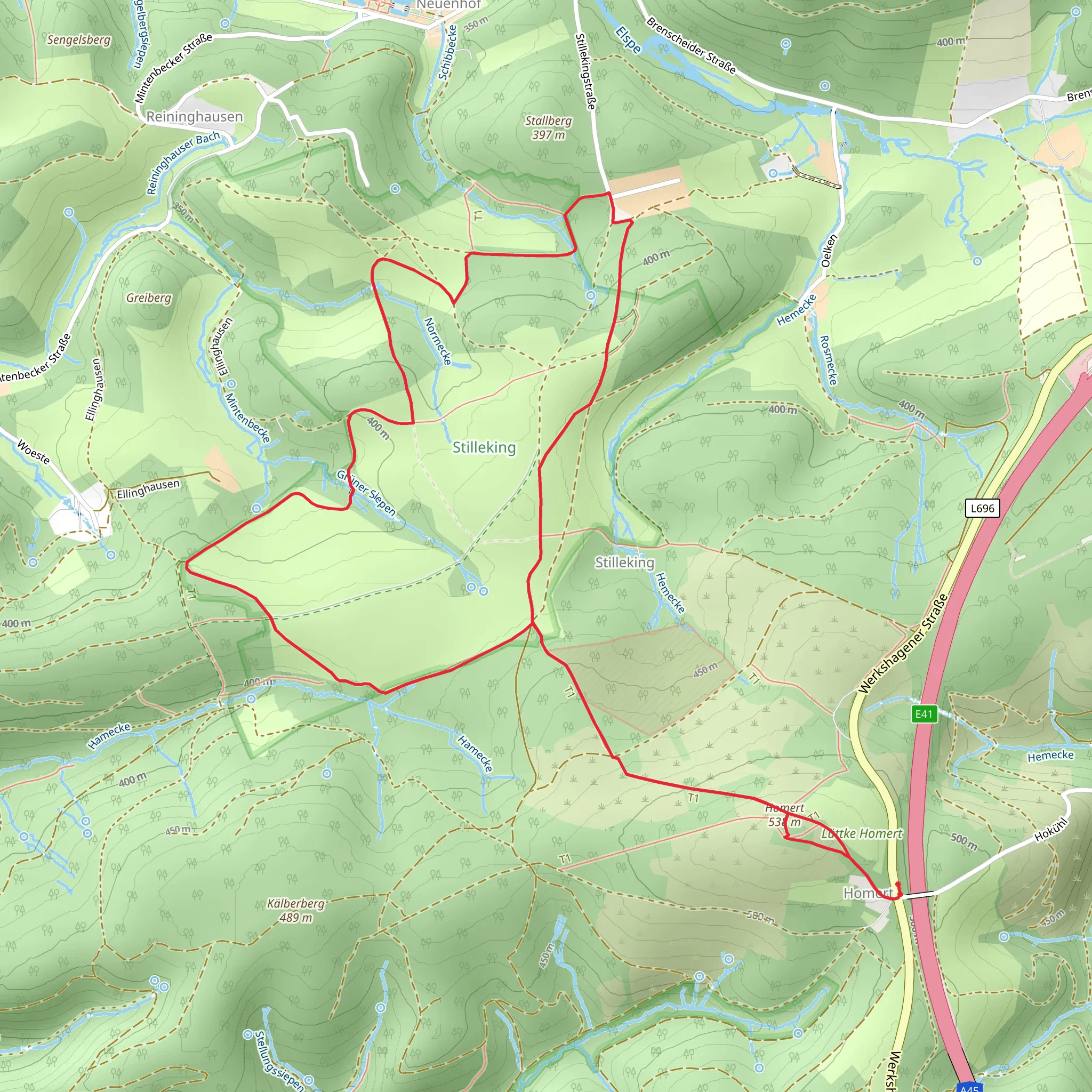 Ochsentour and Pilgerweg Meinerzhagen - E mobile static map