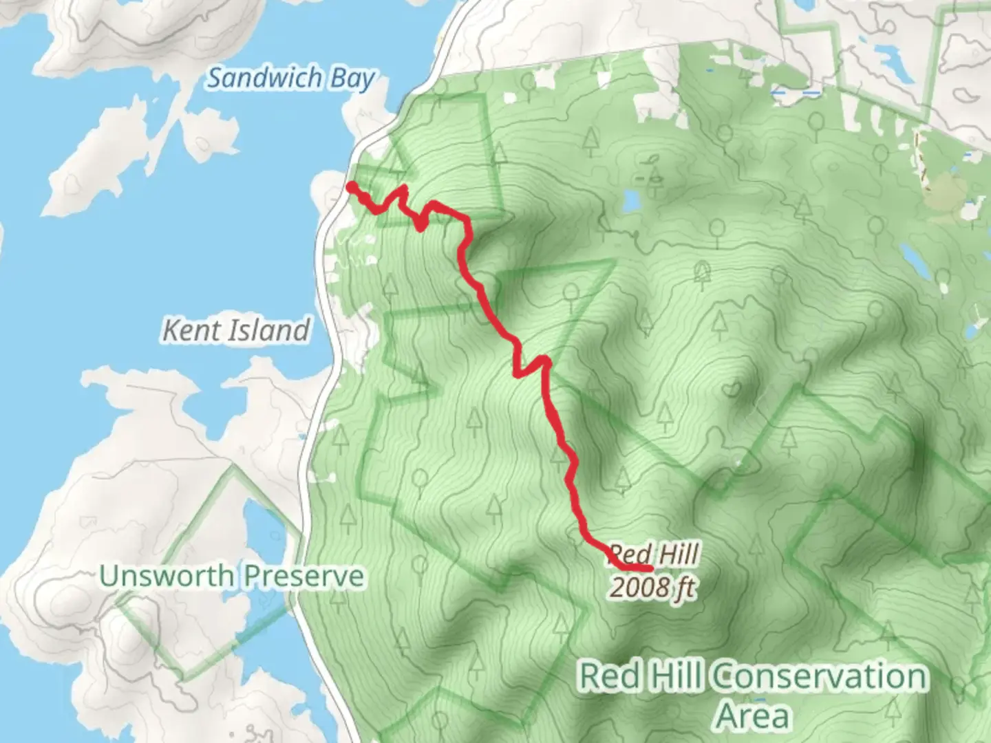 An image depicting the trail Red Hill from Squam Lake Road and its surrounding area.