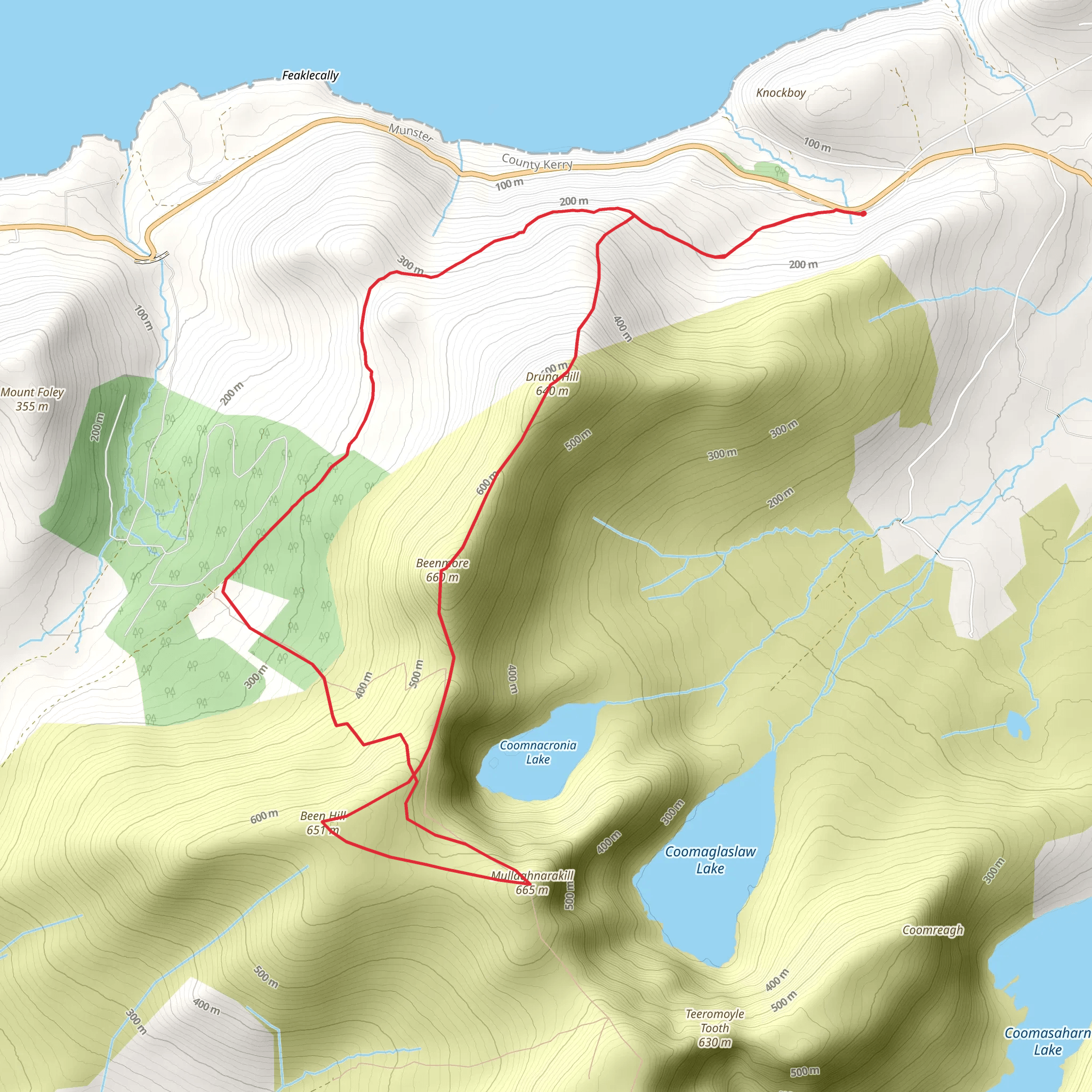 Mullaghnarakill and Beenmore Loop via The Kerry Way mobile static map