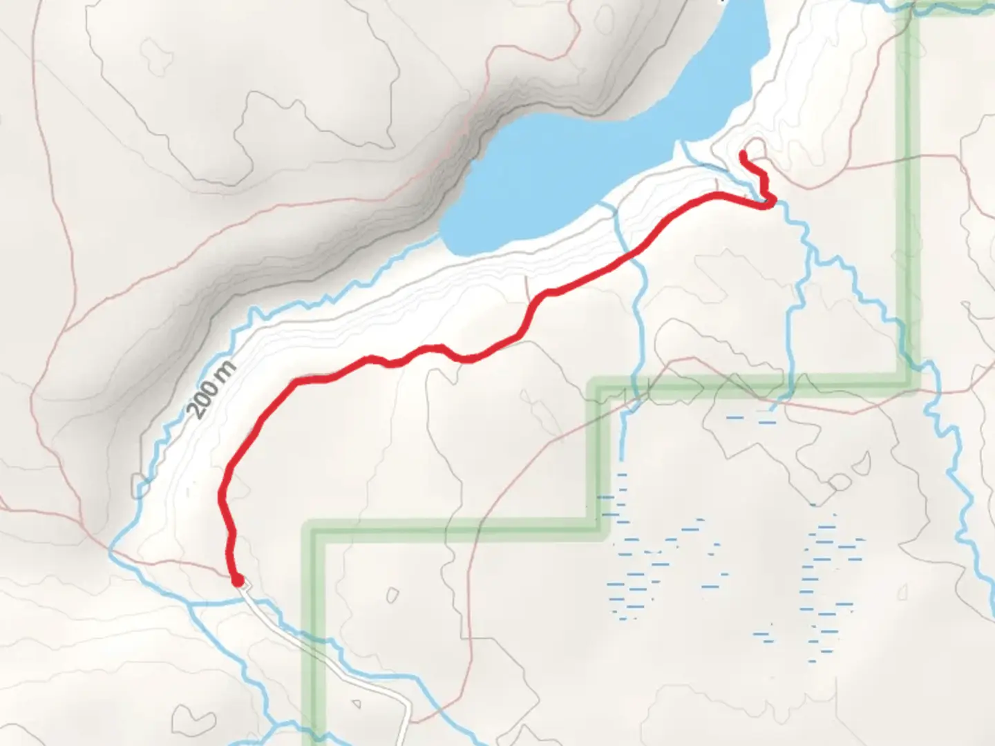 An image depicting the trail Chapel Lake via Chapel Rock Trail and its surrounding area.