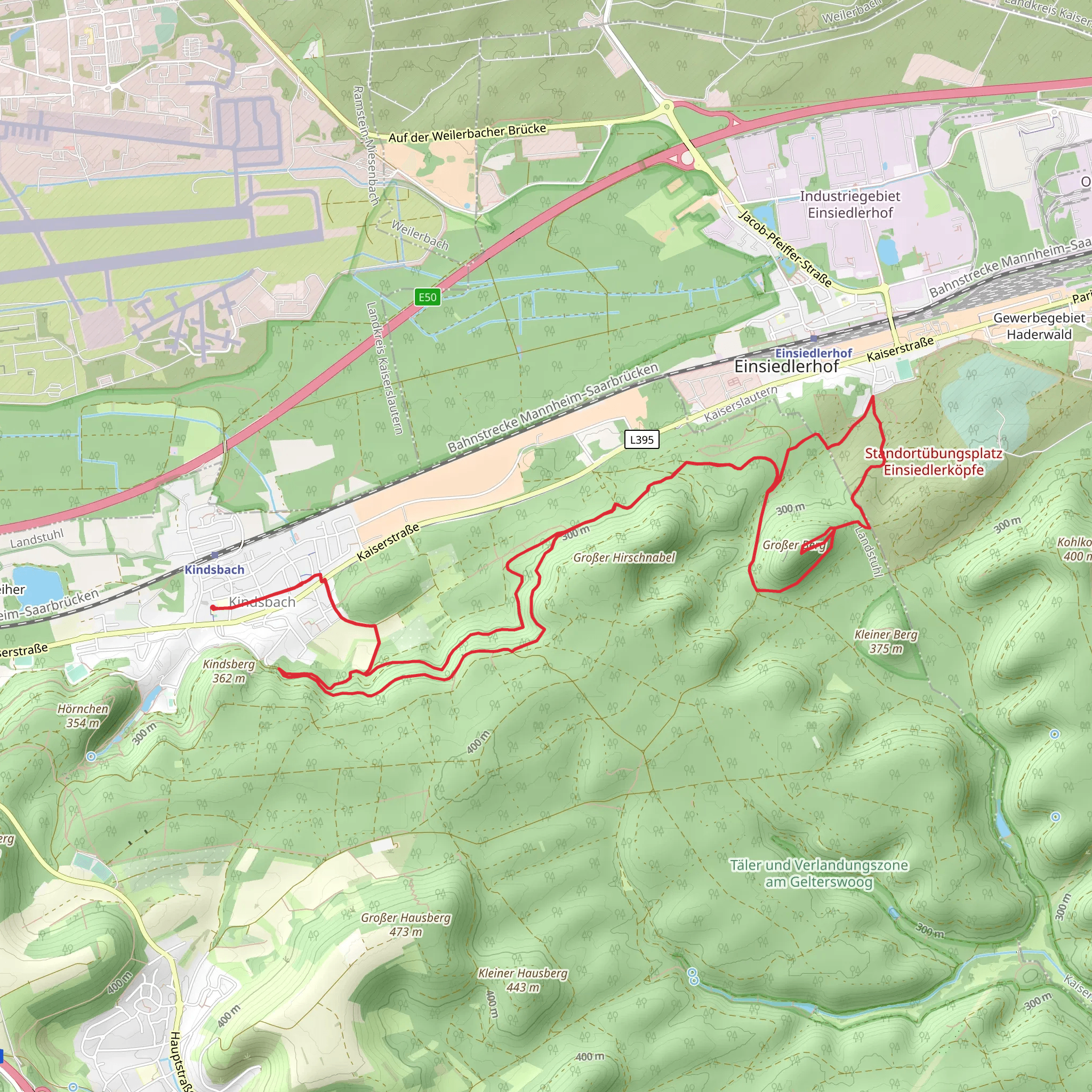 Romische Huglsiedlung Loop from Kindsbach mobile static map