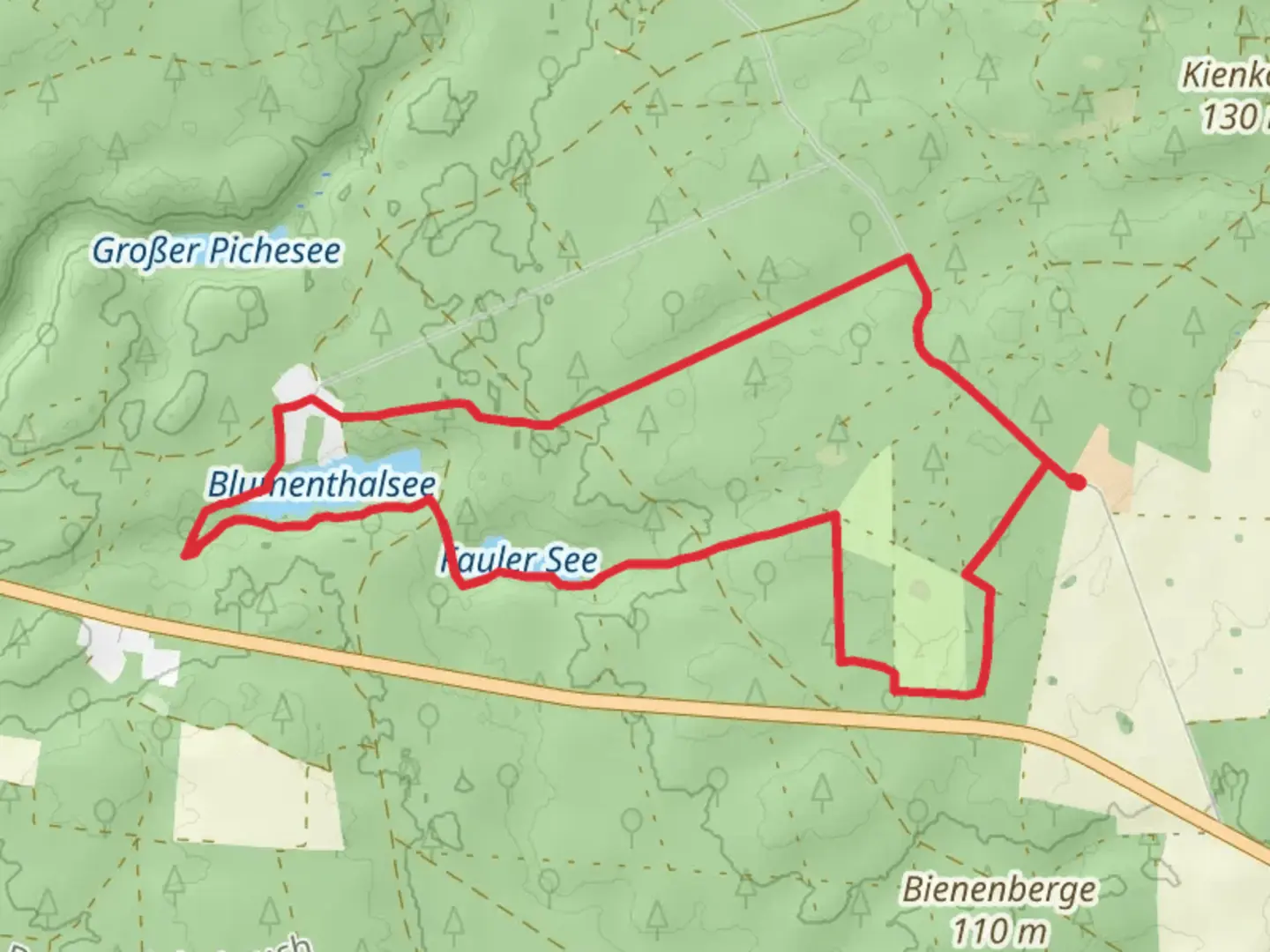 An image depicting the trail Blumenthal, Blumenthalsee and Fauler See Loop and its surrounding area.
