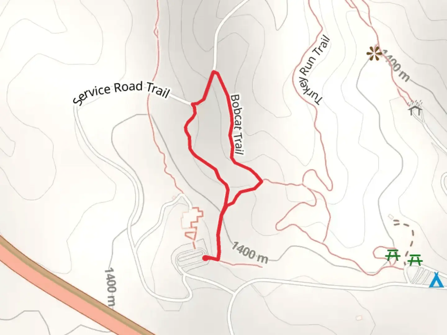 An image depicting the trail Bobcat Loop Trail and its surrounding area.