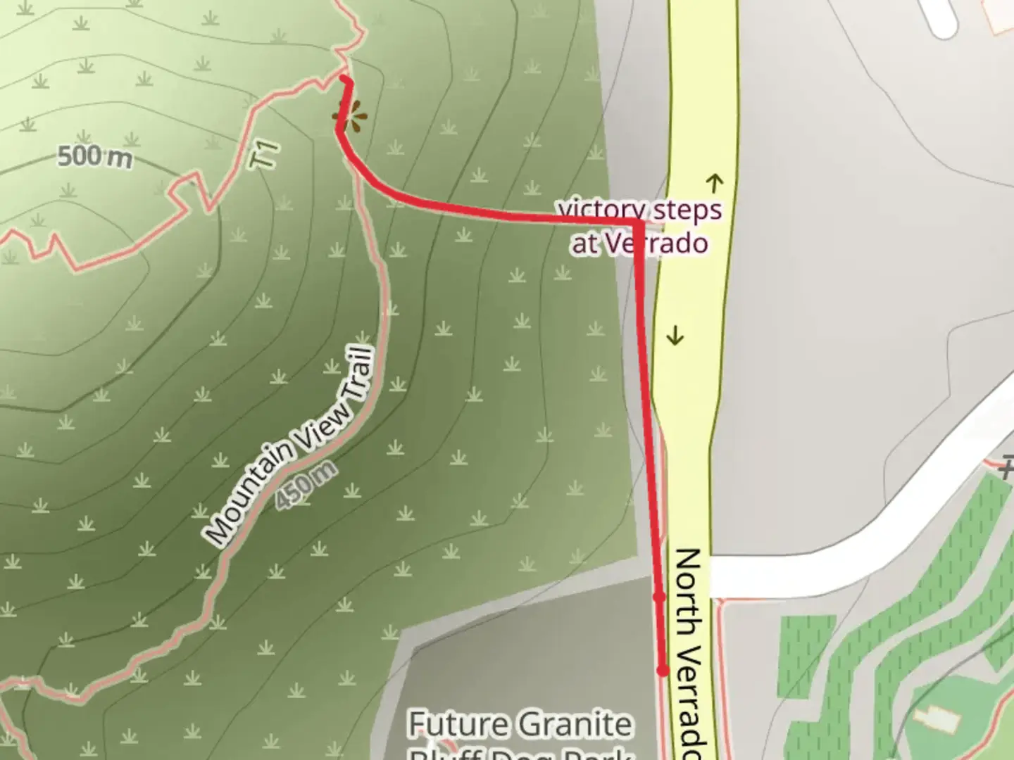 An image depicting the trail Victory Steps at Verrado and its surrounding area.