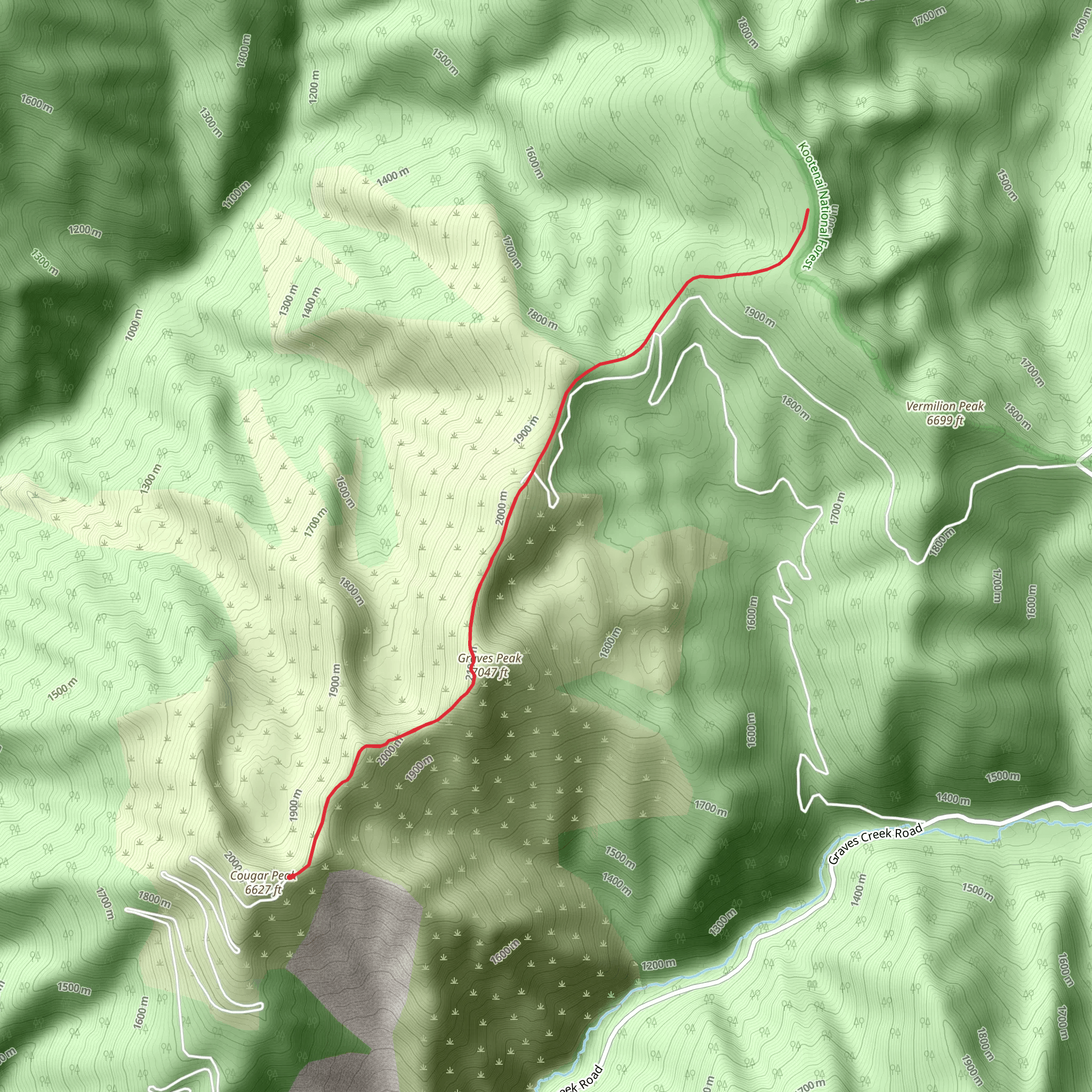 Cougar Peak Trail mobile static map