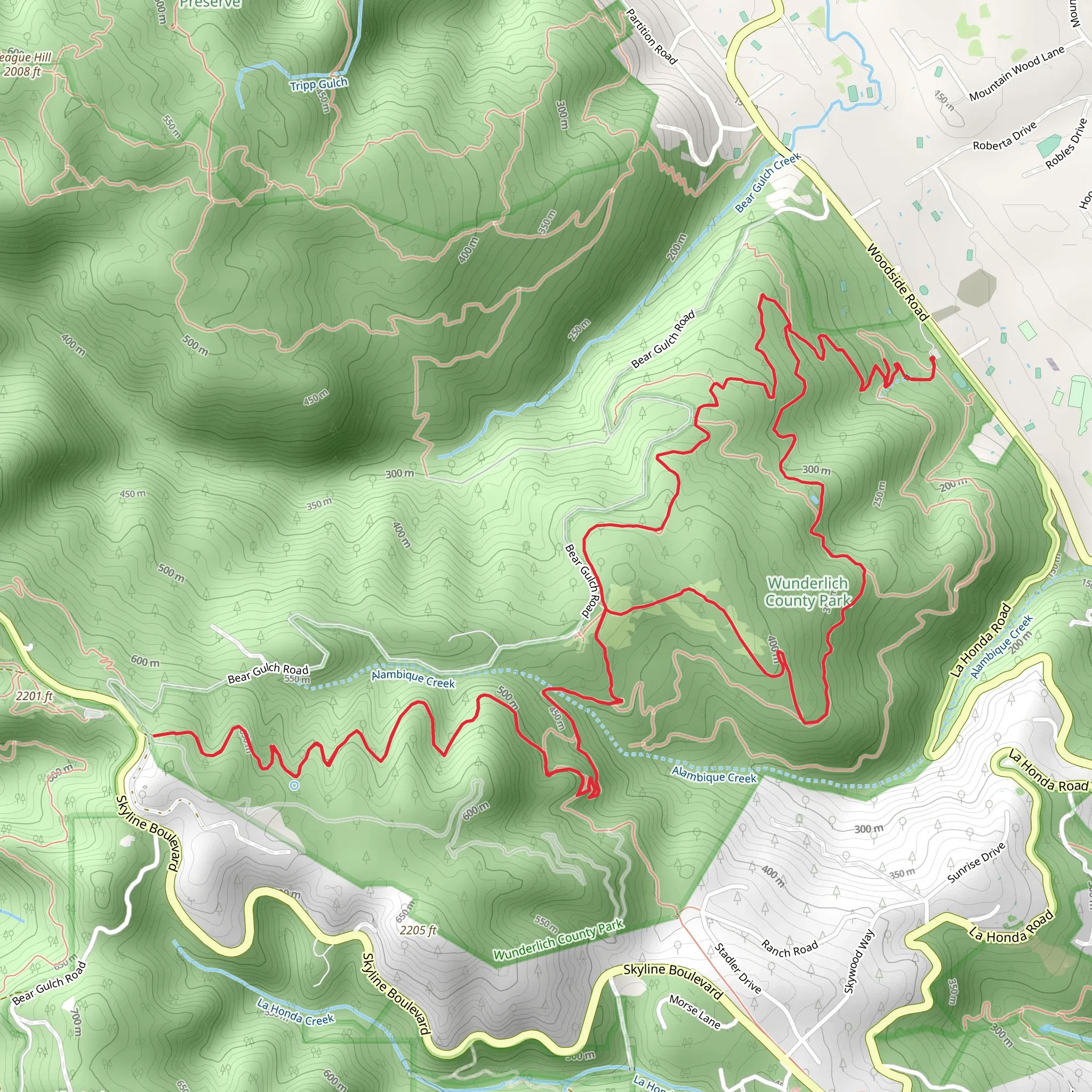 Madrone - Alambique Loop Trail mobile static map