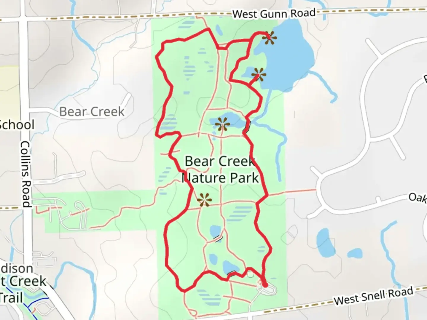 An image depicting the trail Bear Creek Nature Park Loop and its surrounding area.