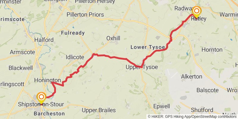 Warwickshire via Centenary Way stage 7 Map