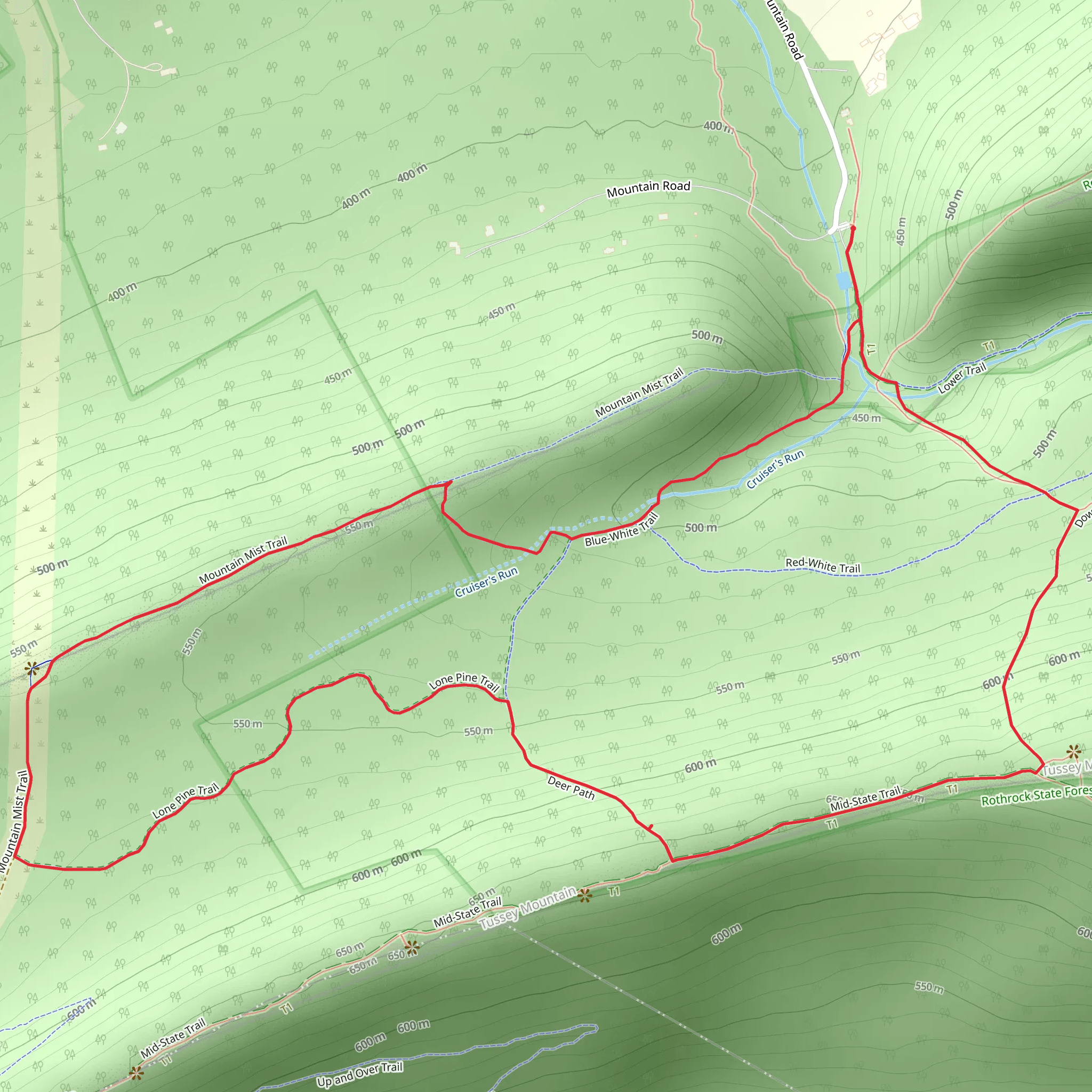 Cruiser's Run Creek Loop via Ruby Ridge Trail mobile static map