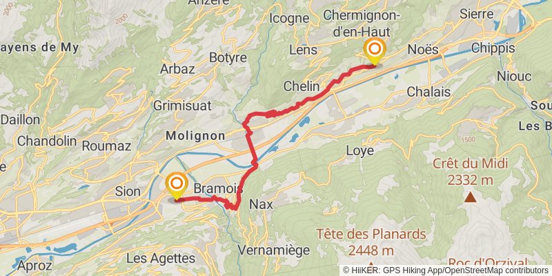 Camino Müstair-Geneva via Martigny stage 26 Map