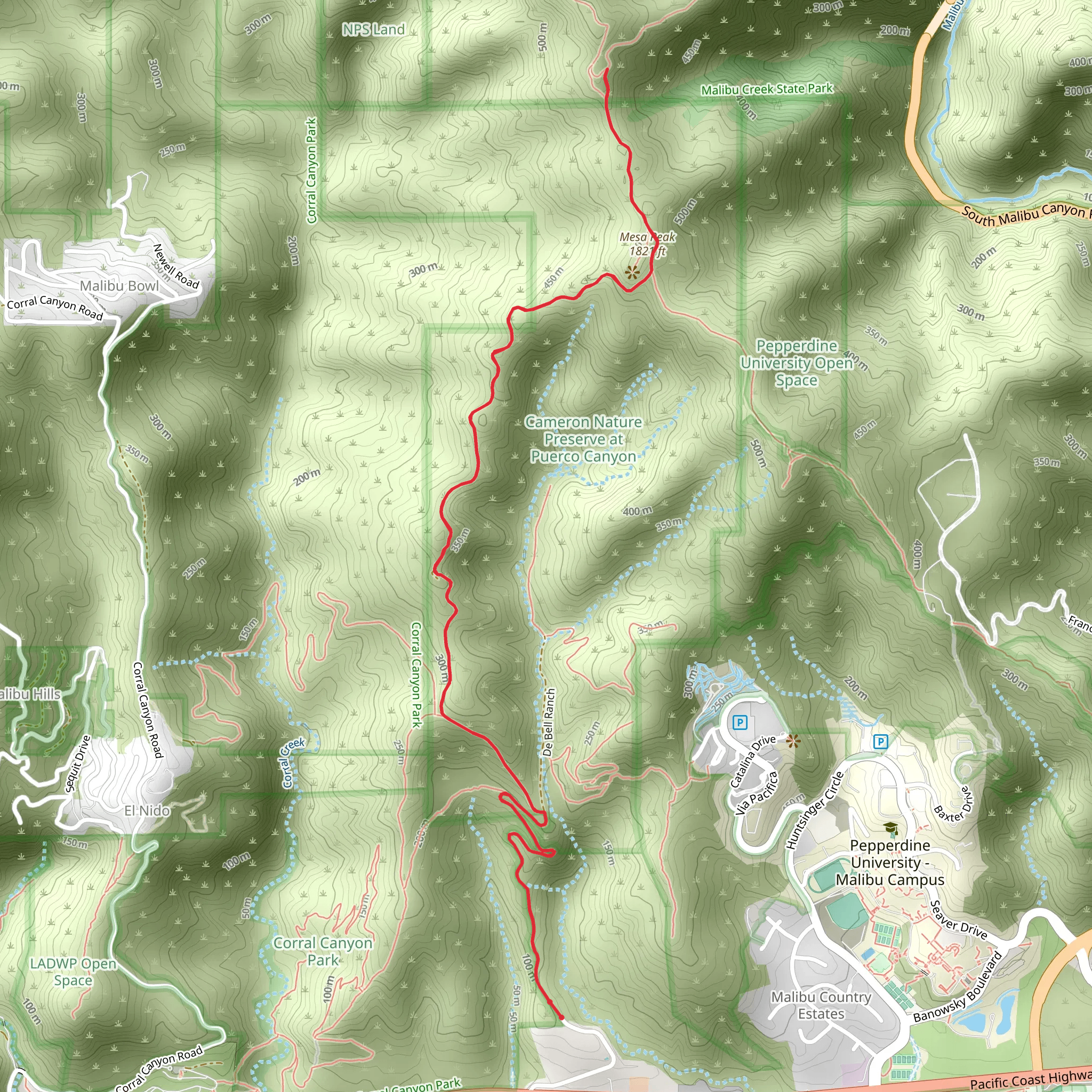 Mesa Peak via Puerco Motorway Trail mobile static map