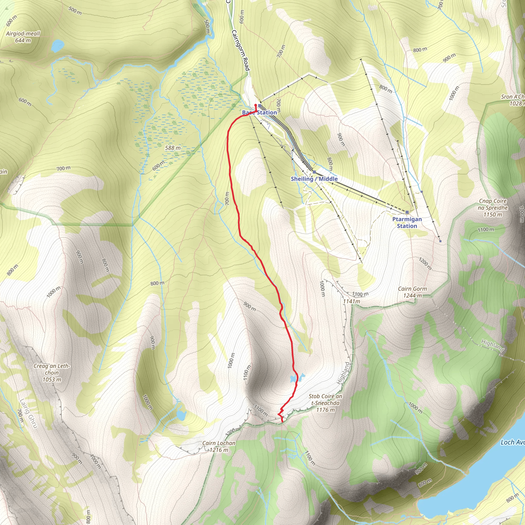 Coire an t-Sneachda via Goat Path From Base Station mobile static map