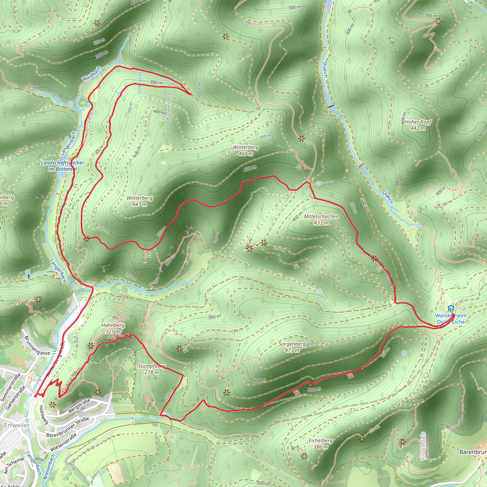 Rundwanderweg Erfweiler 56 and 65 mobile static map