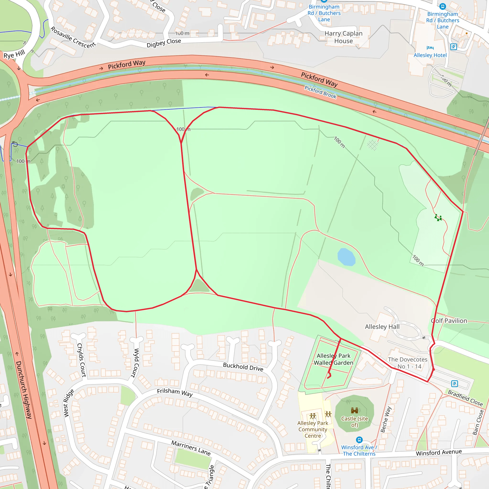 Allesley Park Loop mobile static map