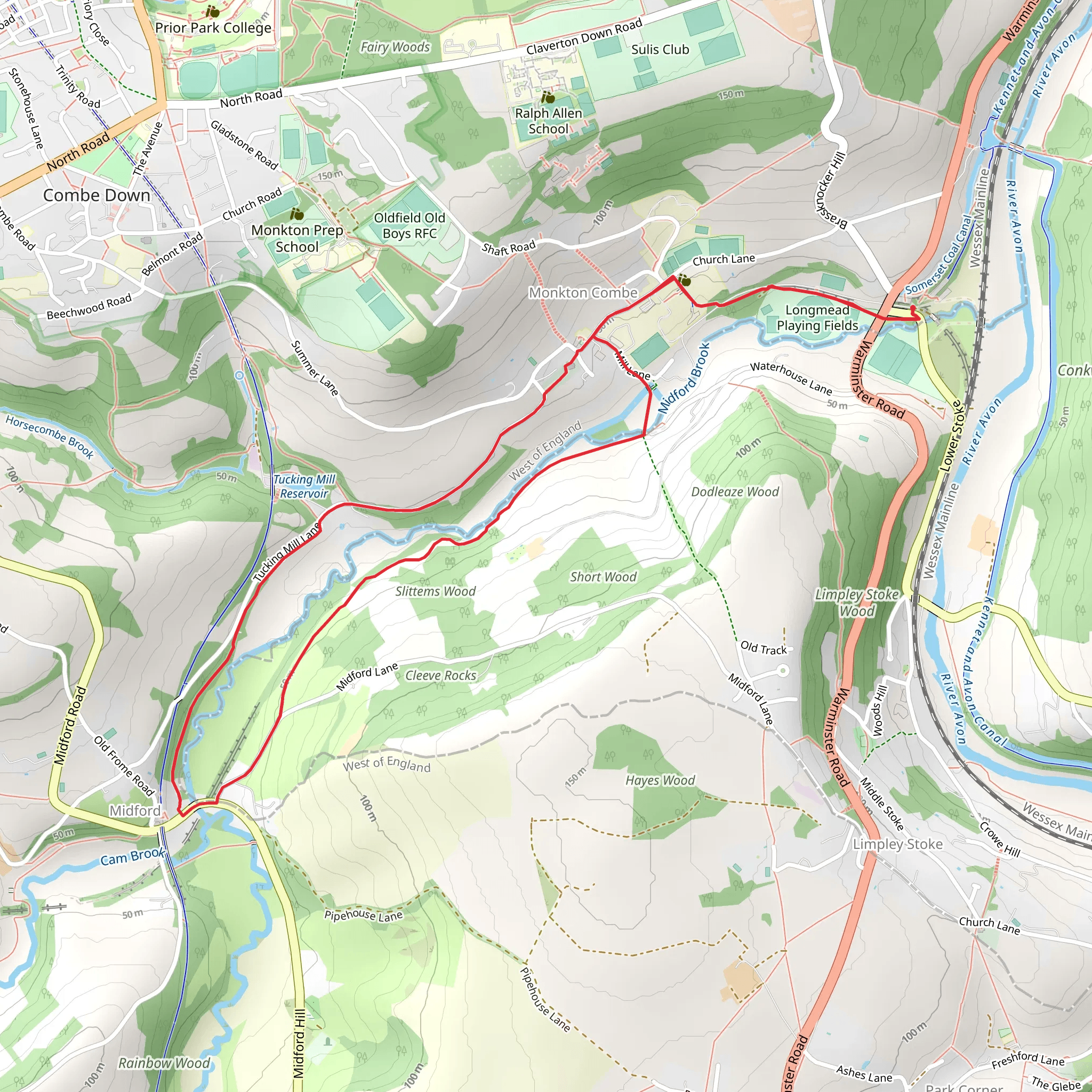 Midford Brook Loop mobile static map