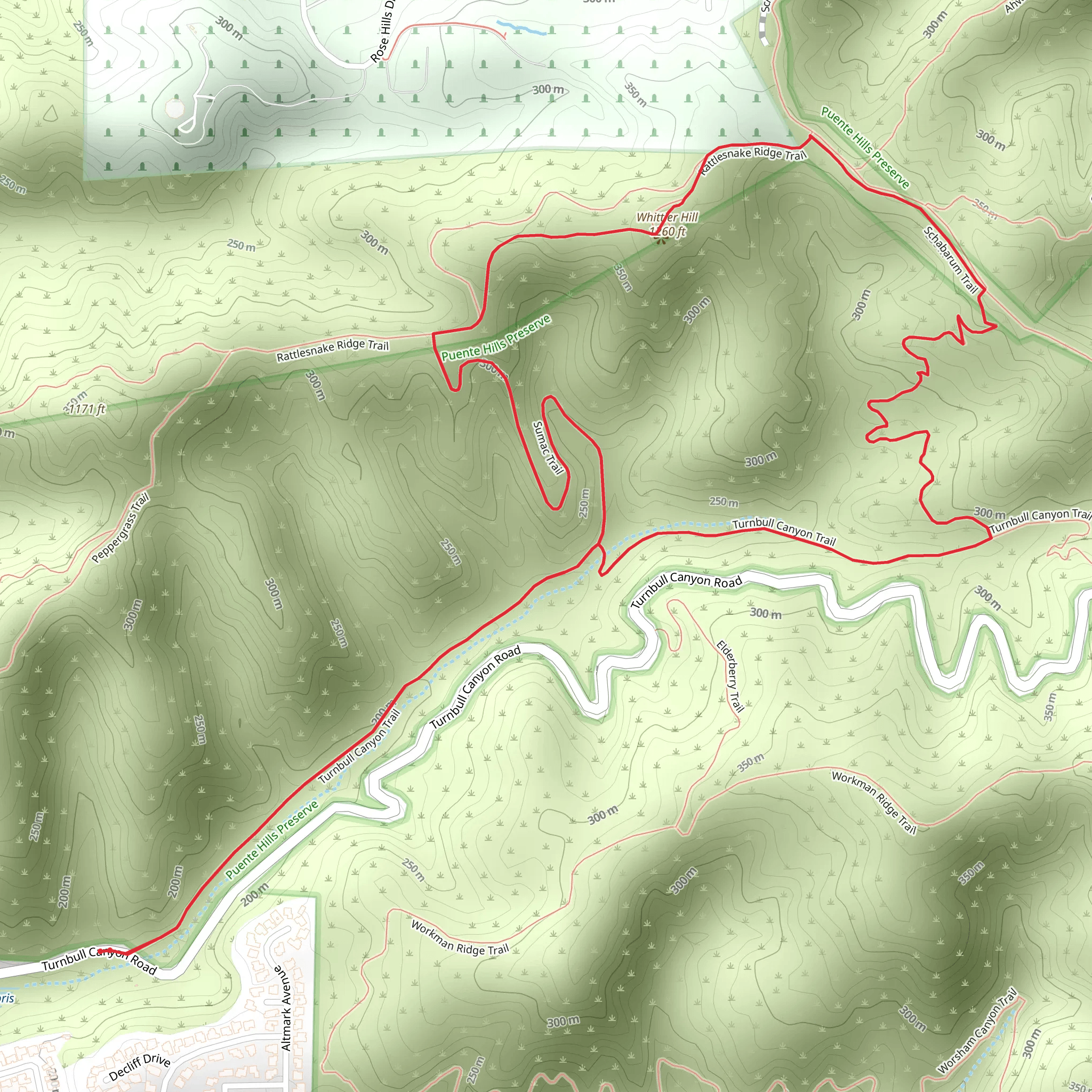Turnbull Canyon, Schabarum Trail and Sumac Loop Trail mobile static map