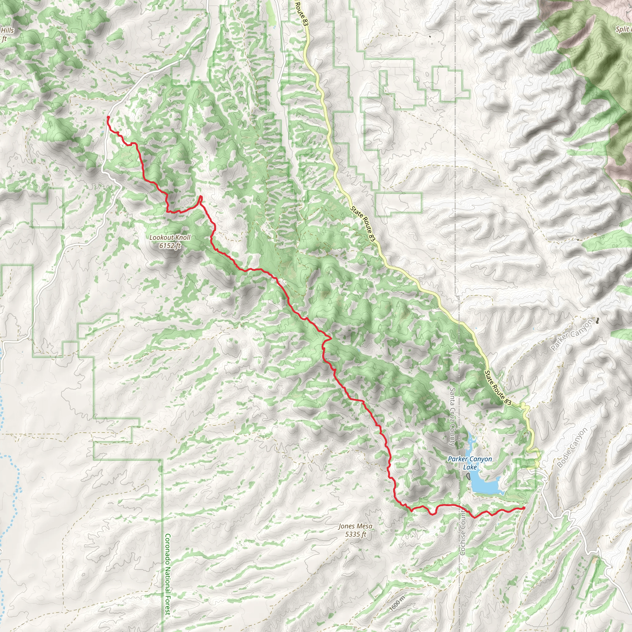 Arizona Trail - Parker Canyon Lake mobile static map