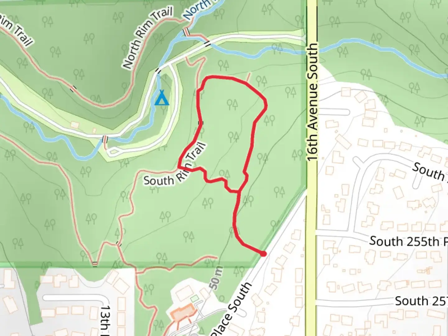 An image depicting the trail Fourteen Court South Loop and its surrounding area.