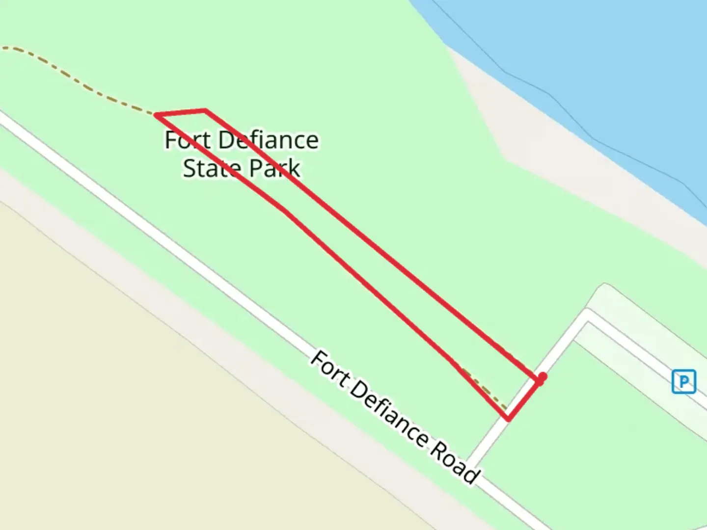 An image depicting the trail Fort Defiance State Park Loop and its surrounding area.