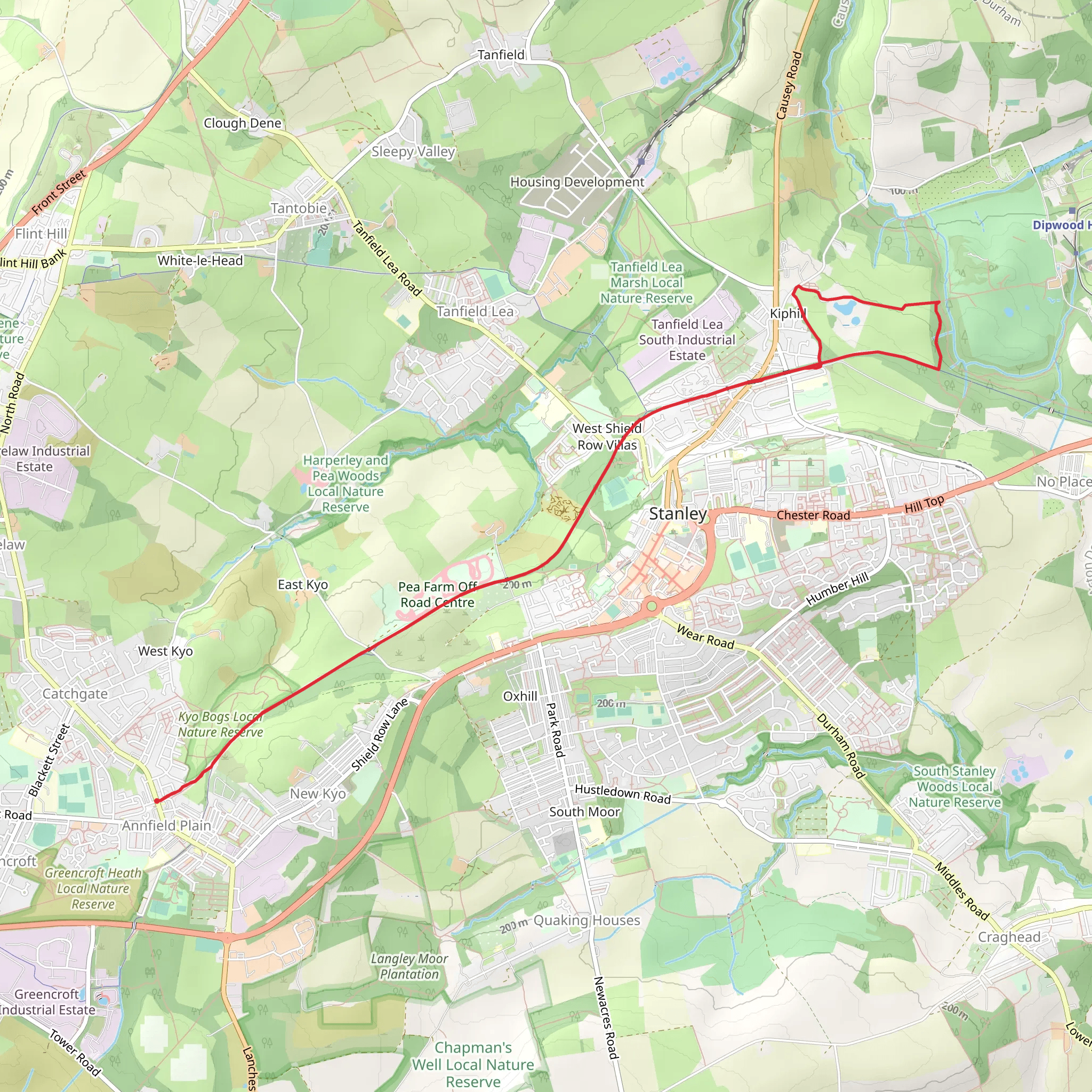 Kip Hill Loop via Consett and Sunderland Railway Path mobile static map